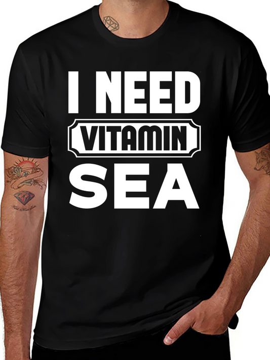 I Need Vitamin Sea Black Graphic T-Shirt