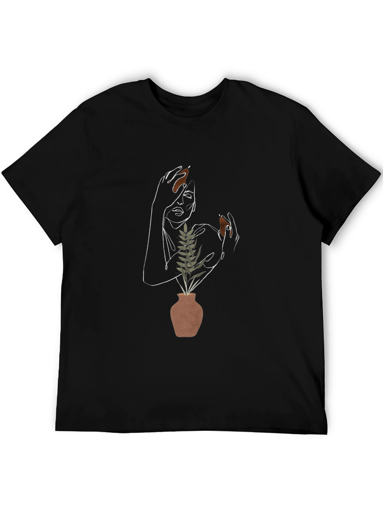 Abstract Woman with Plant Graphic T-Shirt