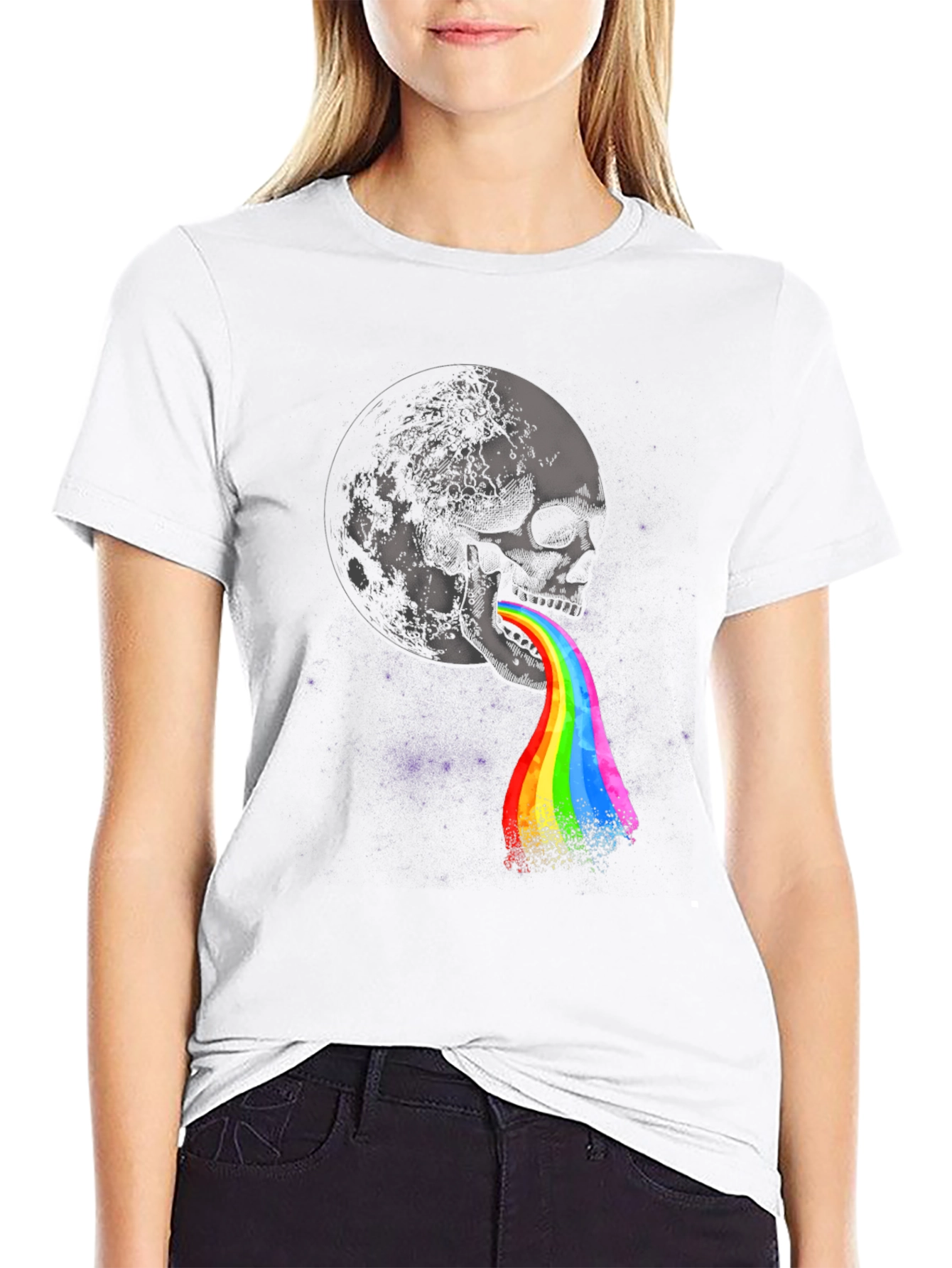 Skull Moon Rainbow Graphic Tee