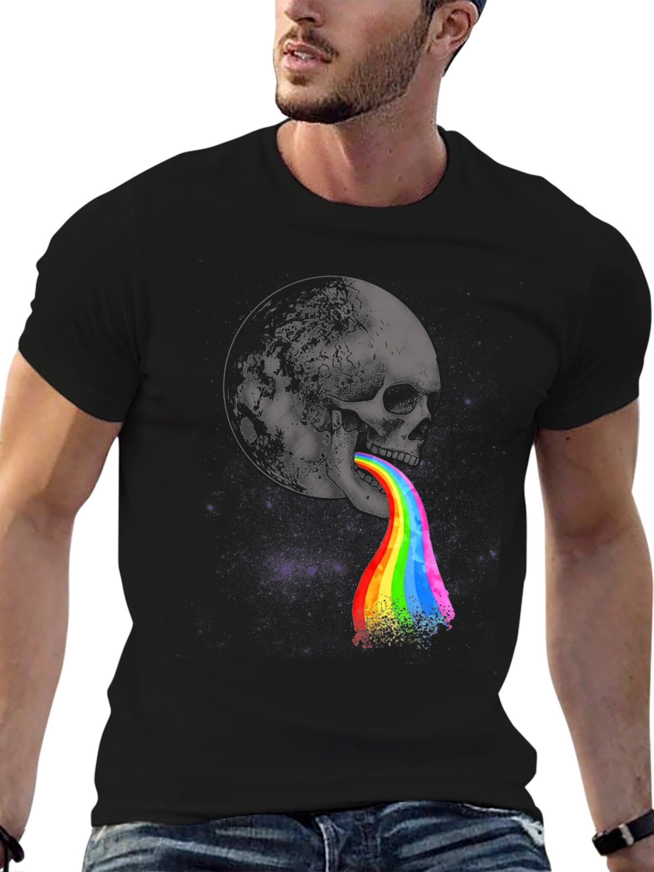 Skull Moon Rainbow Graphic Tee
