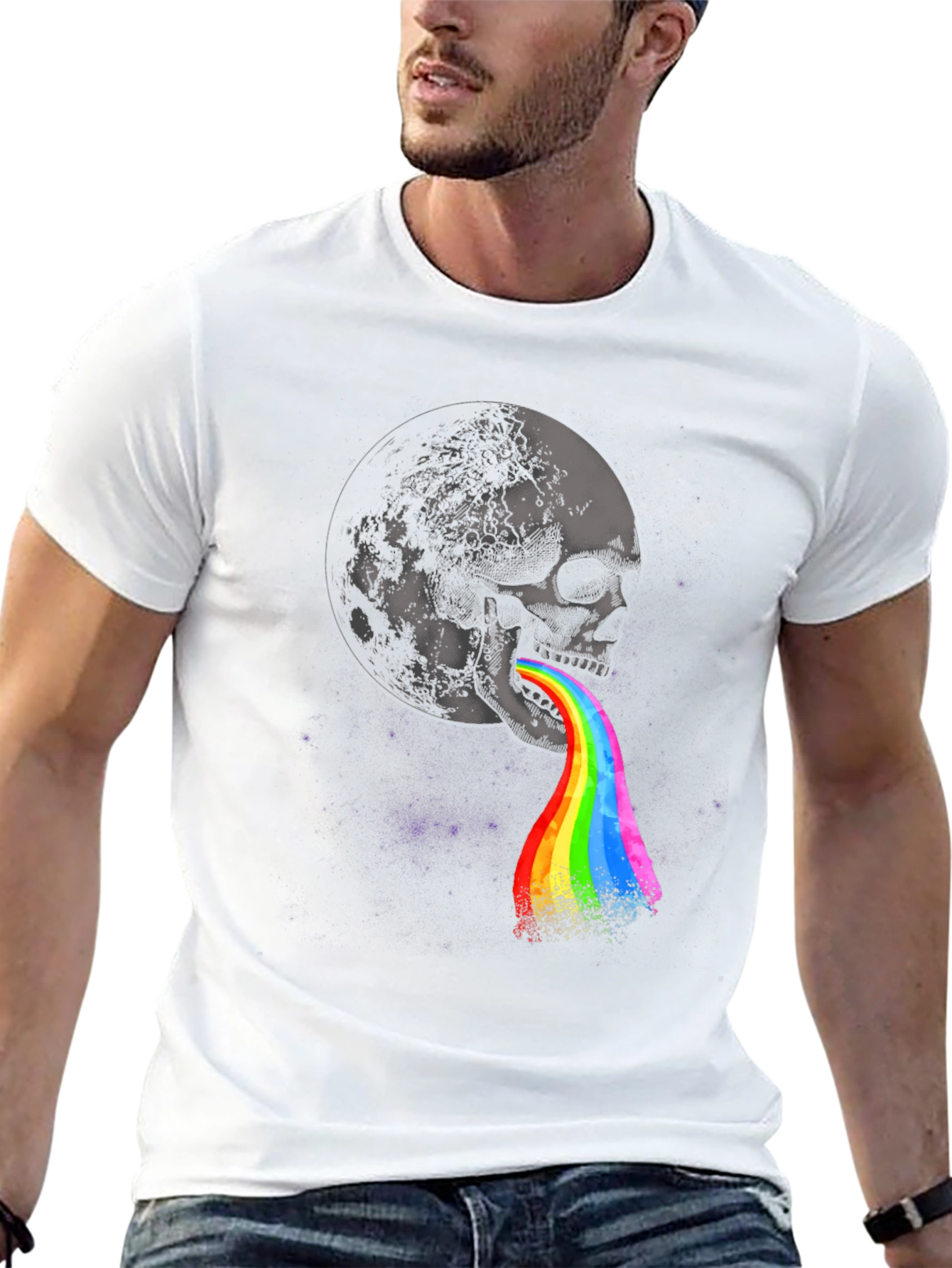 Skull Moon Rainbow Graphic Tee