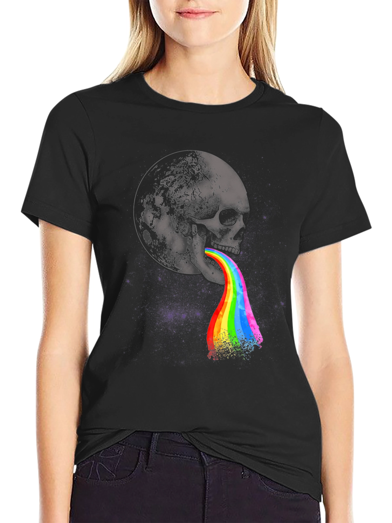 Skull Moon Rainbow Graphic Tee