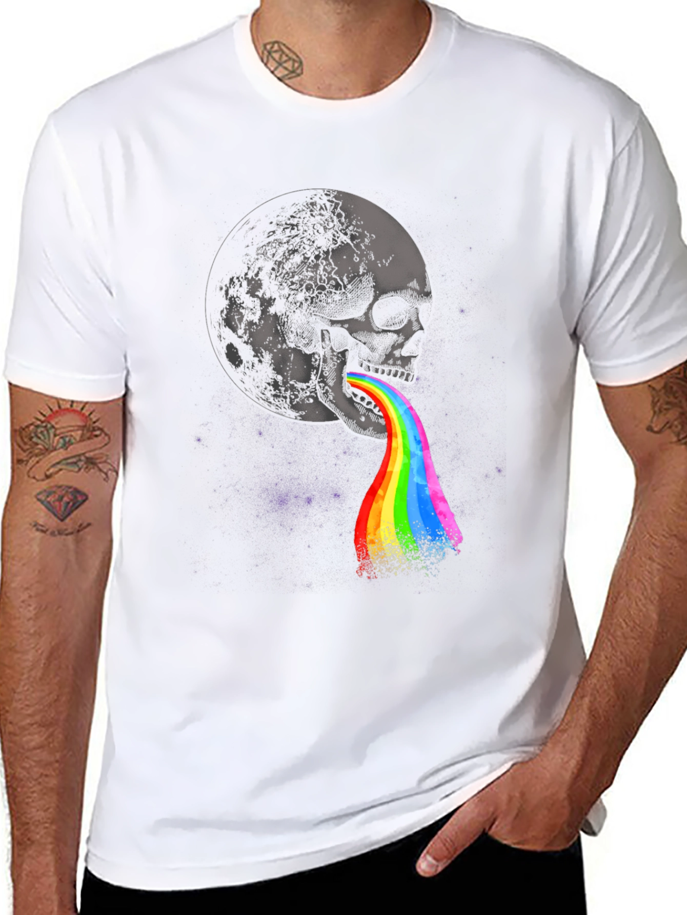 Skull Moon Rainbow Graphic Tee