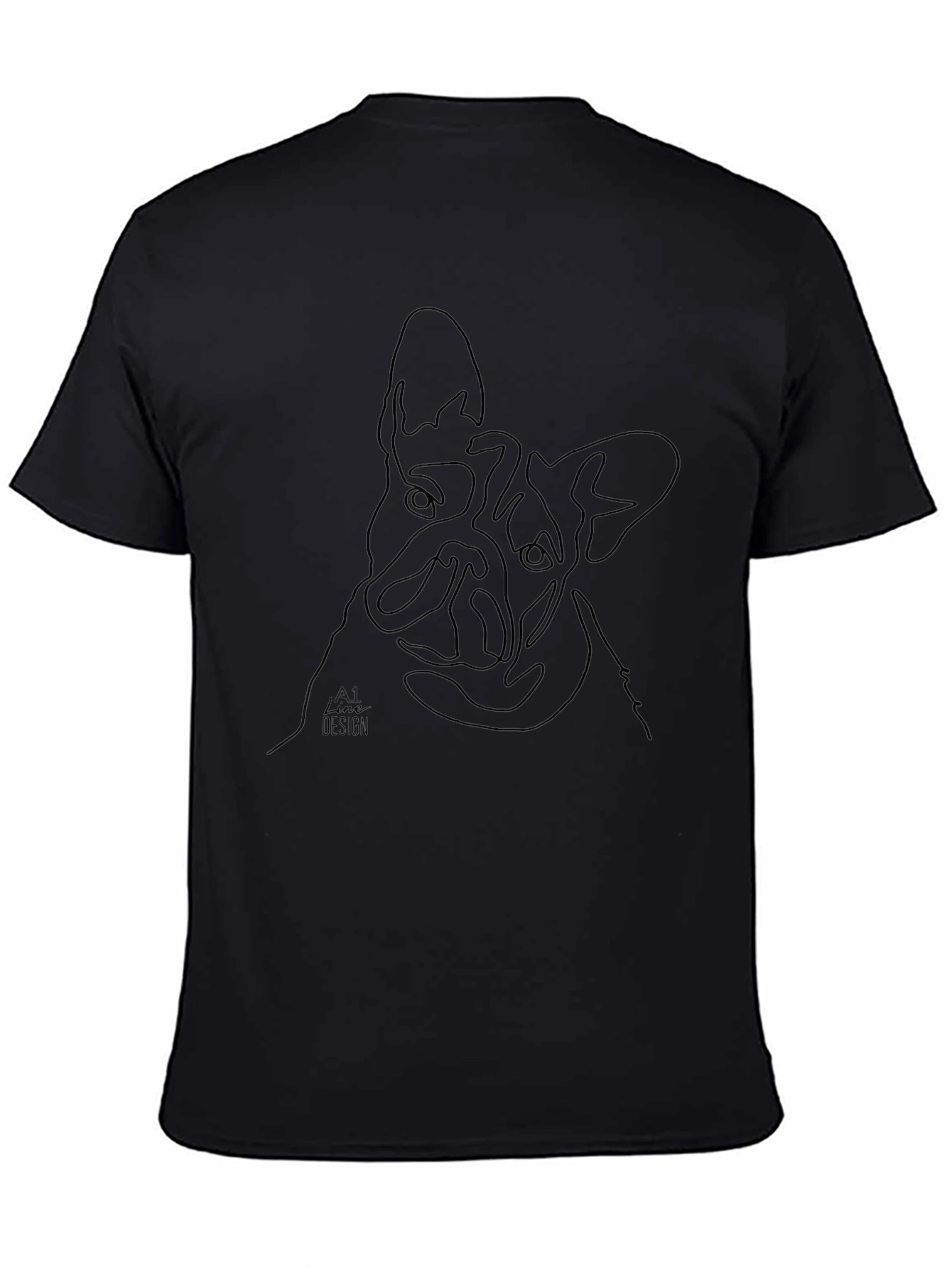 Line Art French Bulldog T-Shirt - Black