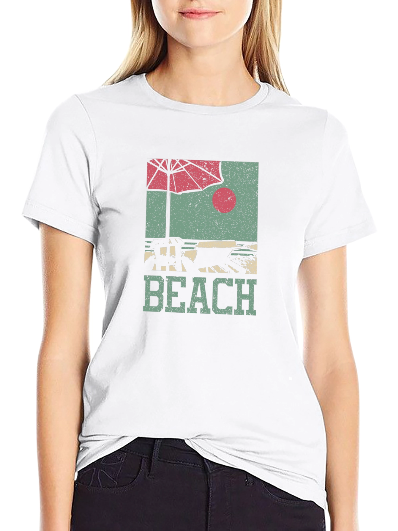 Retro Beach Scene Graphic T-Shirt - Stylish Summer Apparel
