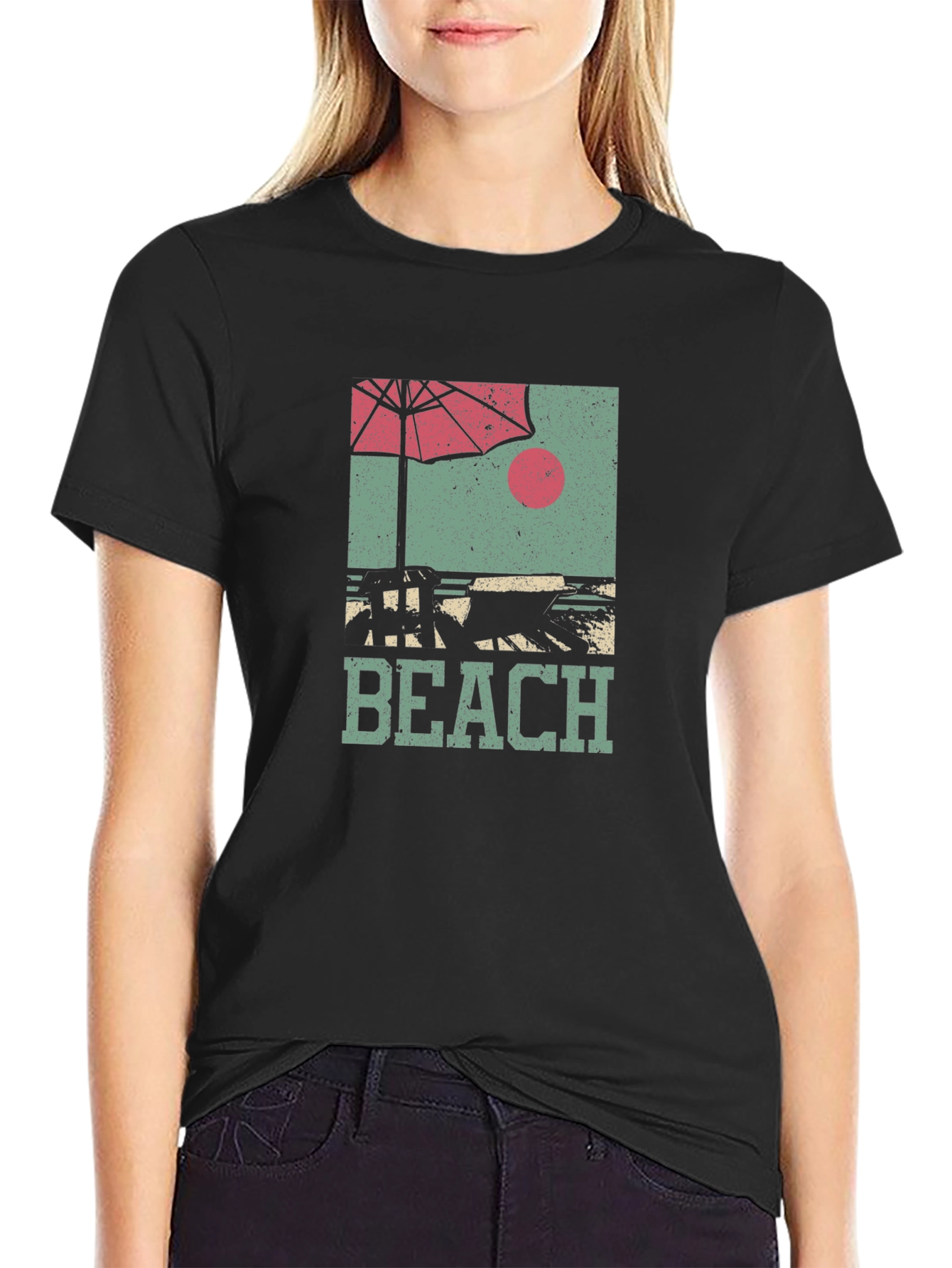 Retro Beach Scene Graphic T-Shirt - Stylish Summer Apparel