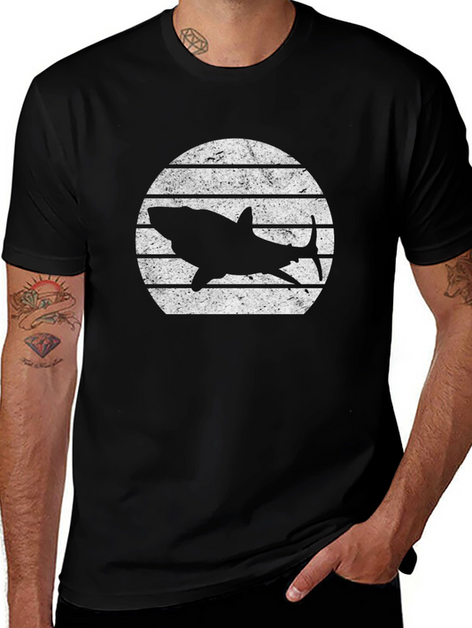 Shark Silhouette Graphic Tee - Black Cotton