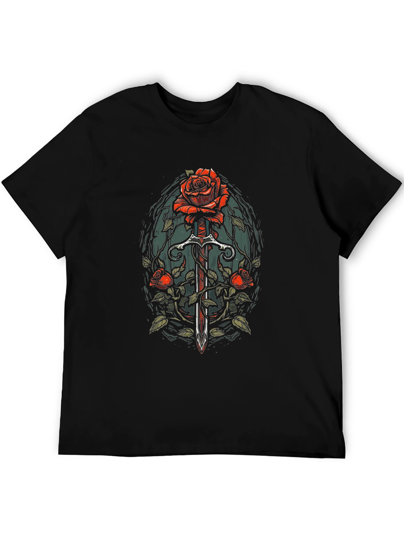 Rose & Sword Graphic Tee - Edgy Style