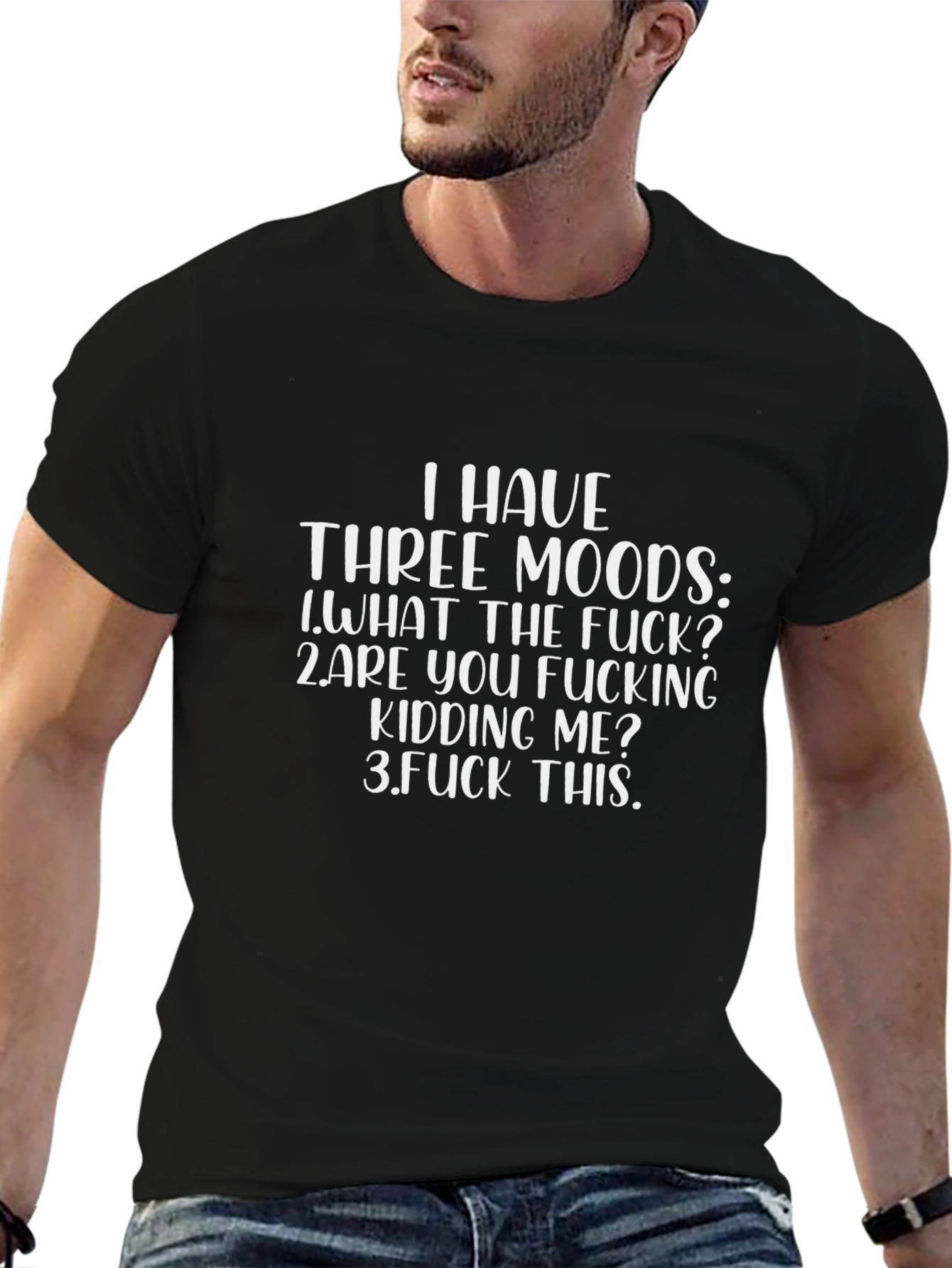 Funny Three Moods Graphic T-Shirt