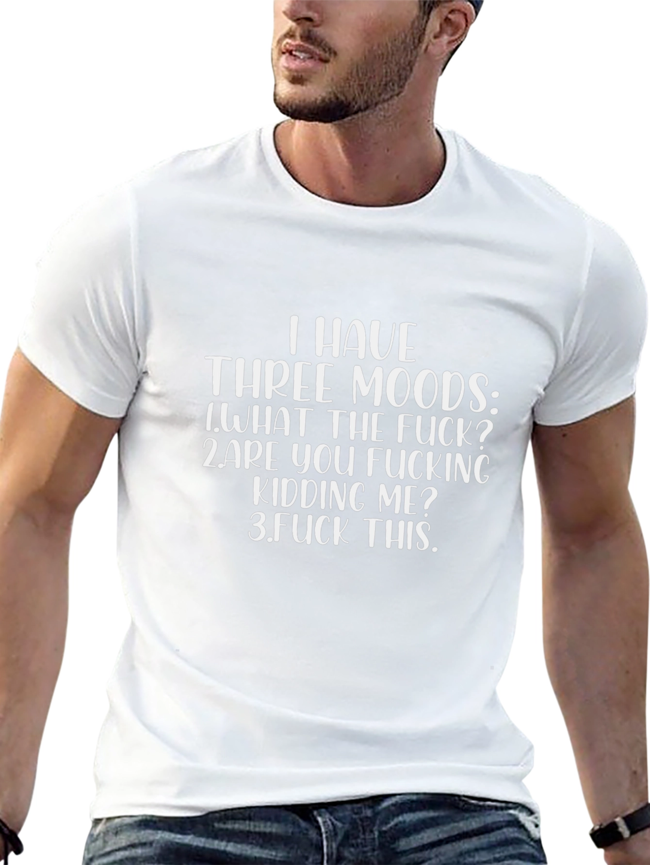 Funny Three Moods Graphic T-Shirt