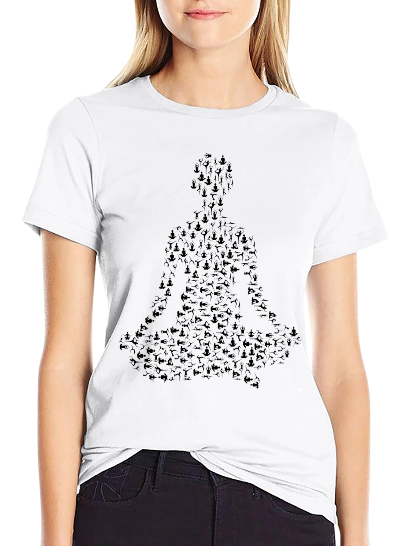 Yoga Pose Silhouette Graphic T-Shirt - Black