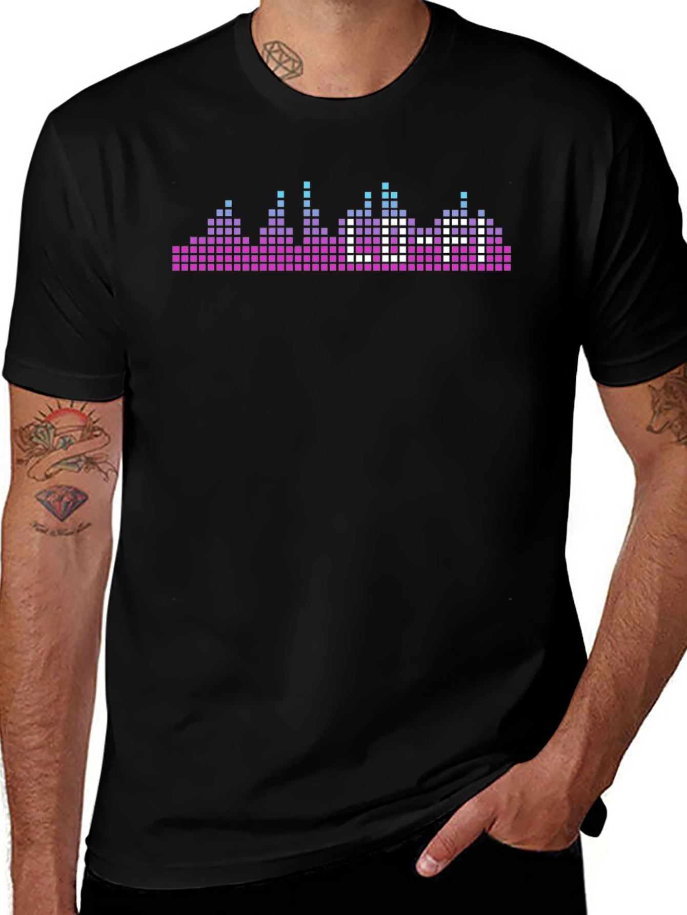 Pixel Skyline Graphic Tee - Black