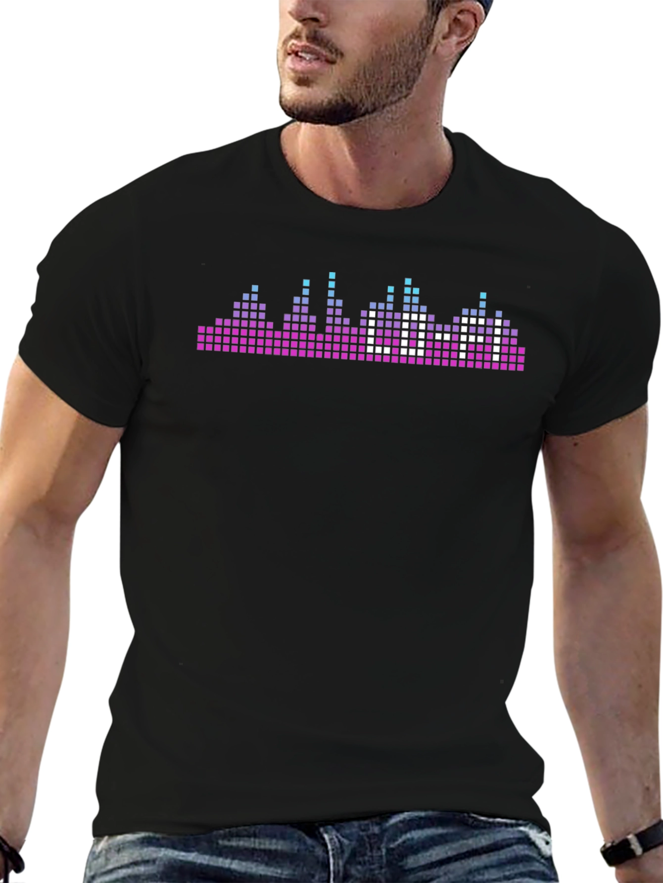 Pixel Skyline Graphic Tee - Black