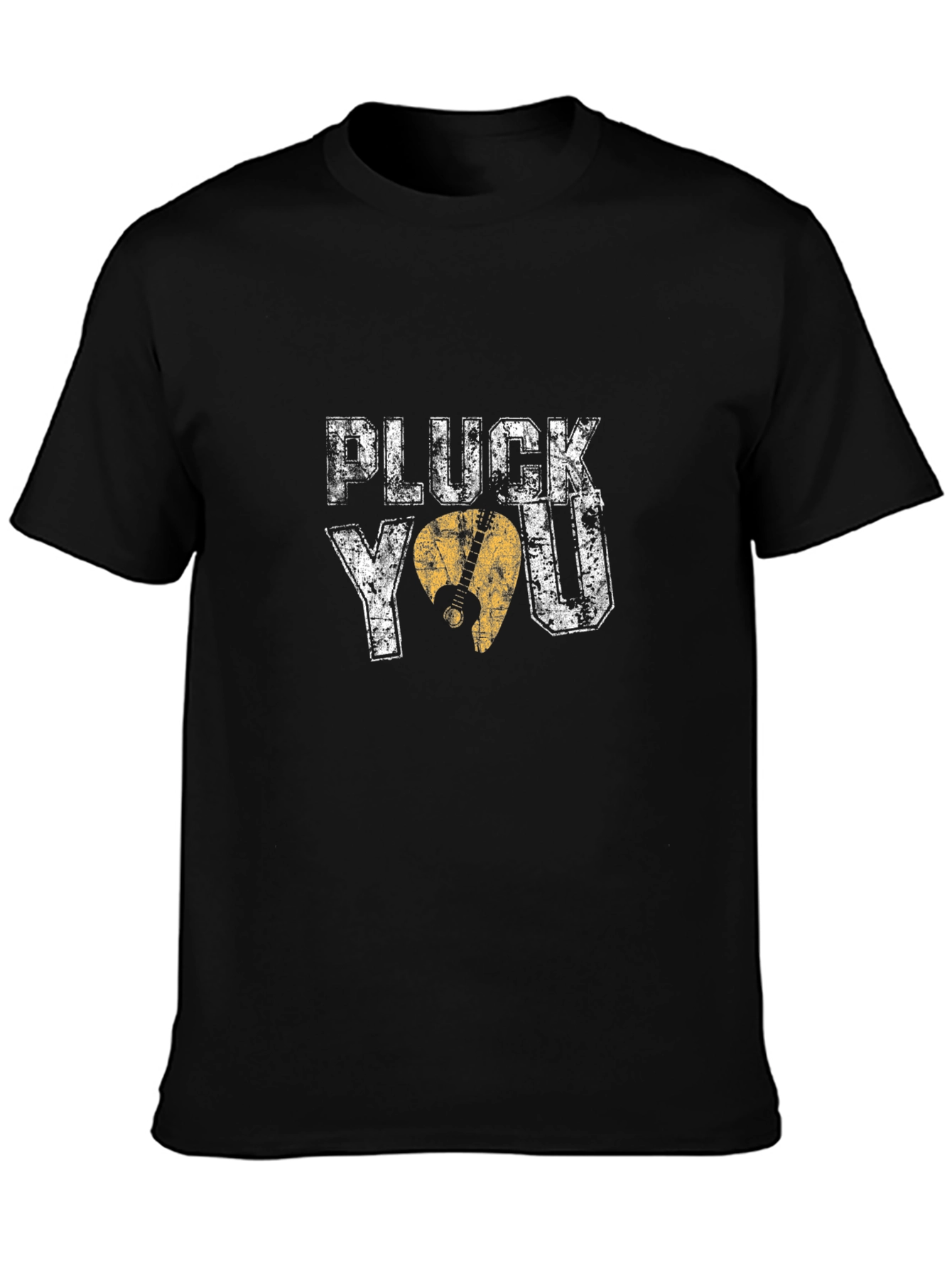 Pluck You Guitar Pick Black Graphic T-Shirt