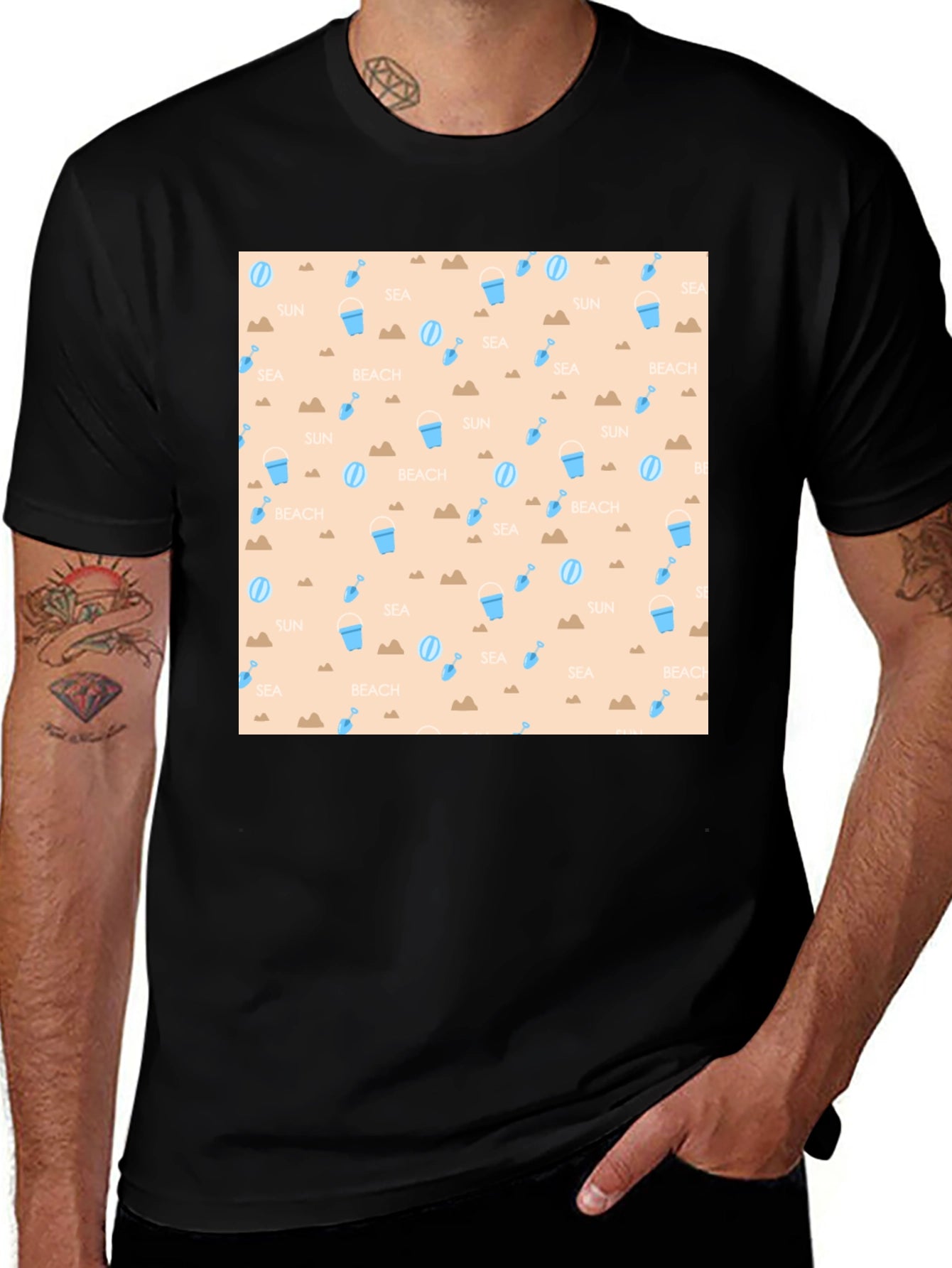 Beach Pattern T-Shirt - Summer Fun