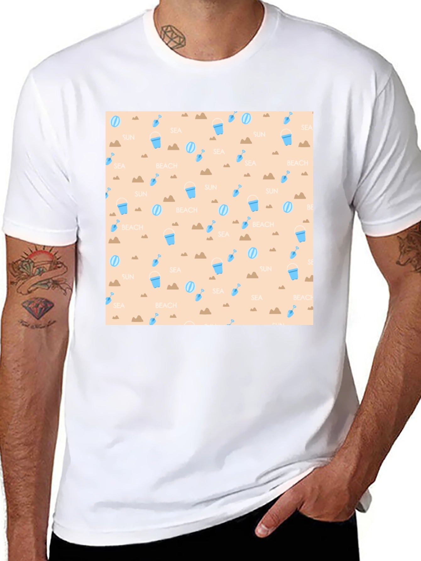 Beach Pattern T-Shirt - Summer Fun