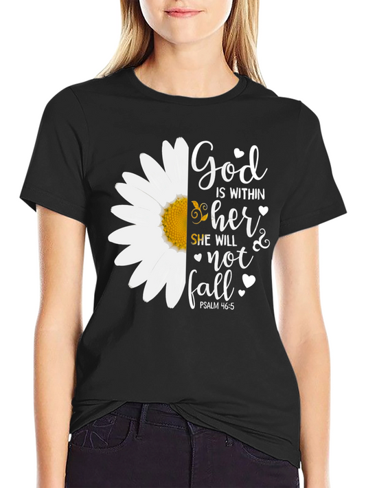 God is Within Her Christian Daisy Graphic Tee