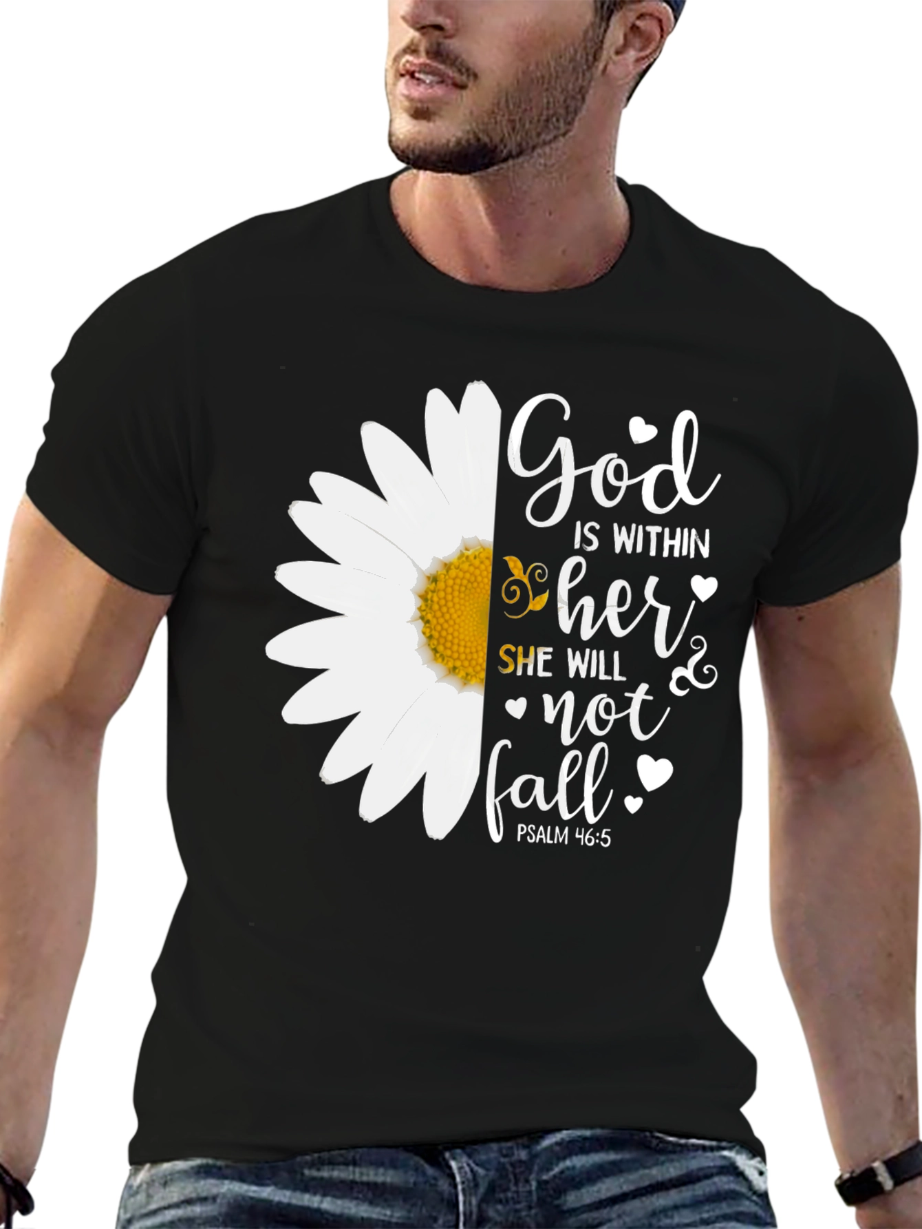 God is Within Her Christian Daisy Graphic Tee