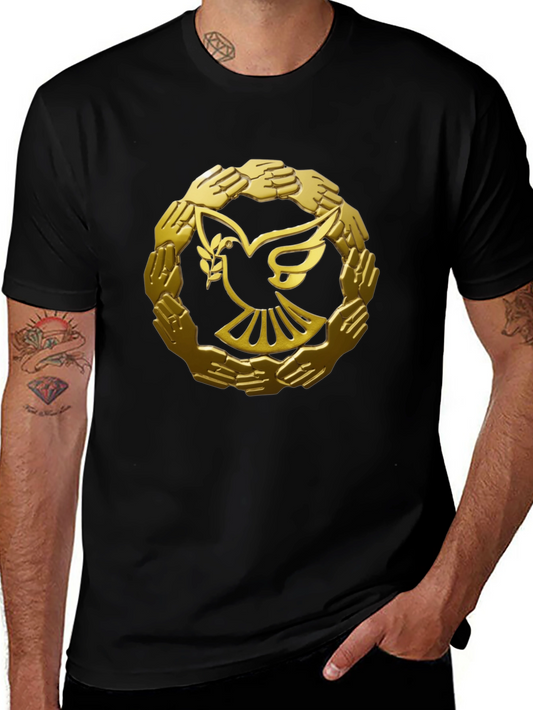 Peace Dove & Hands Graphic Tee - Black Cotton