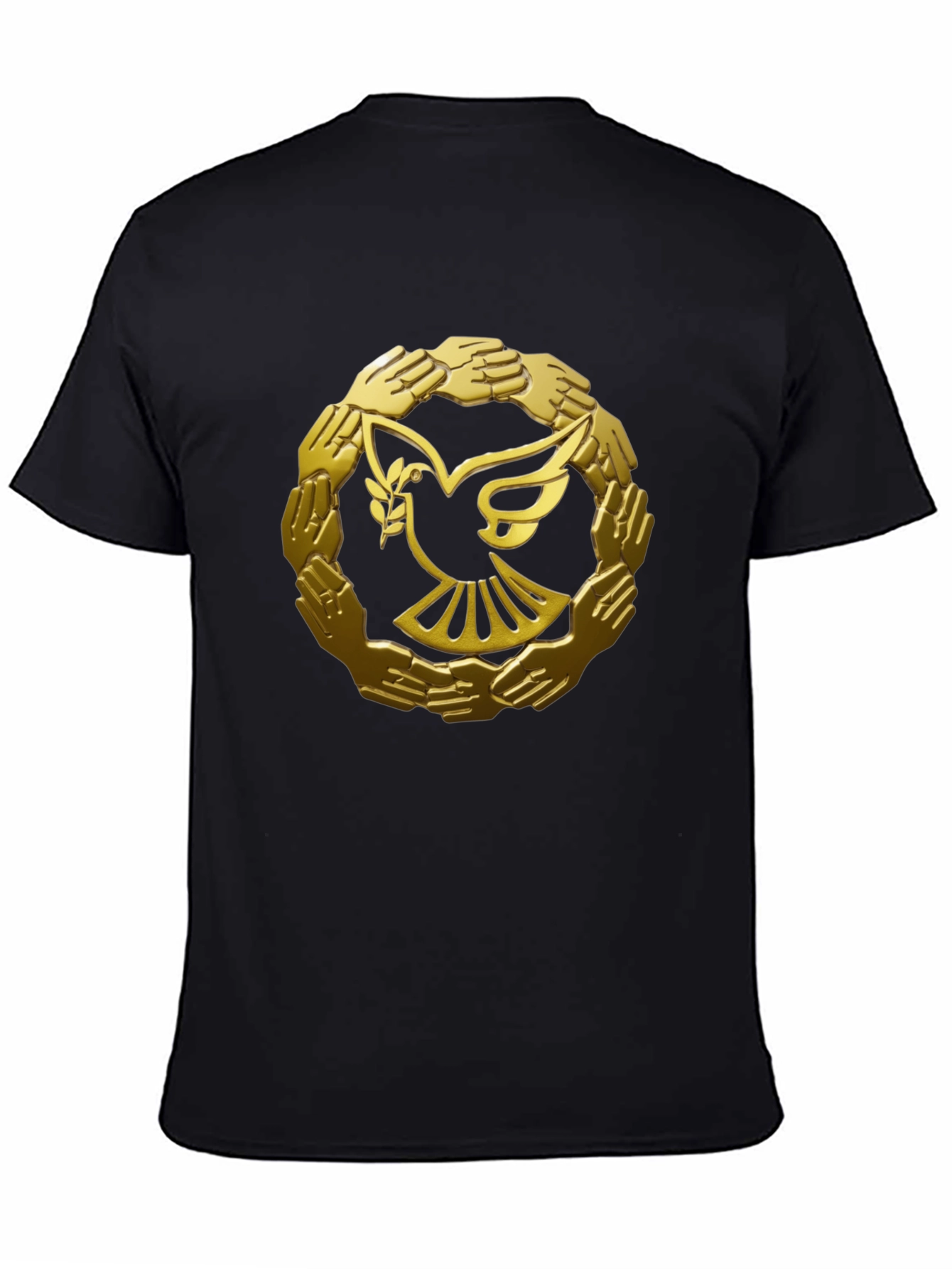Peace Dove & Hands Graphic Tee - Black Cotton