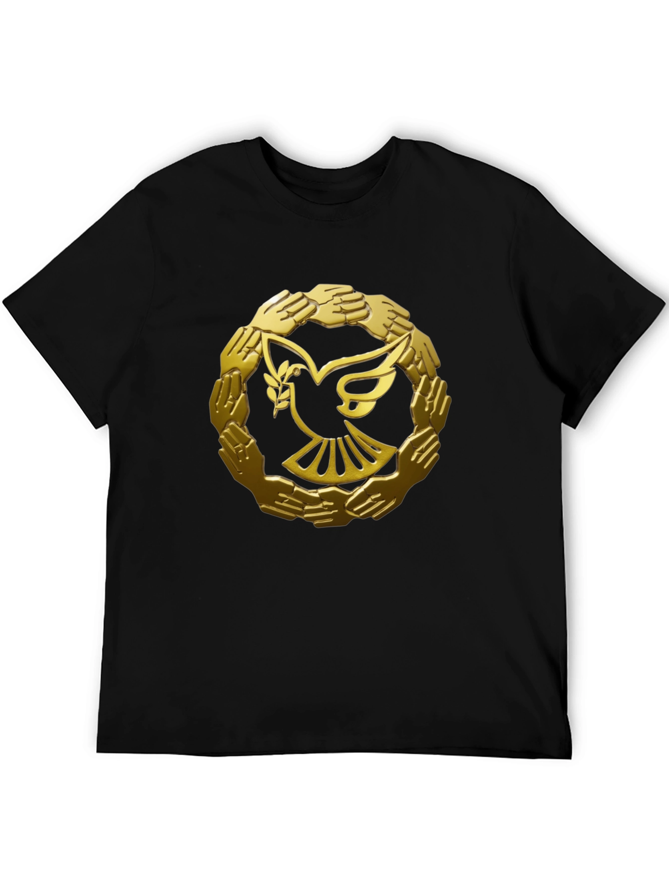Peace Dove & Hands Graphic Tee - Black Cotton