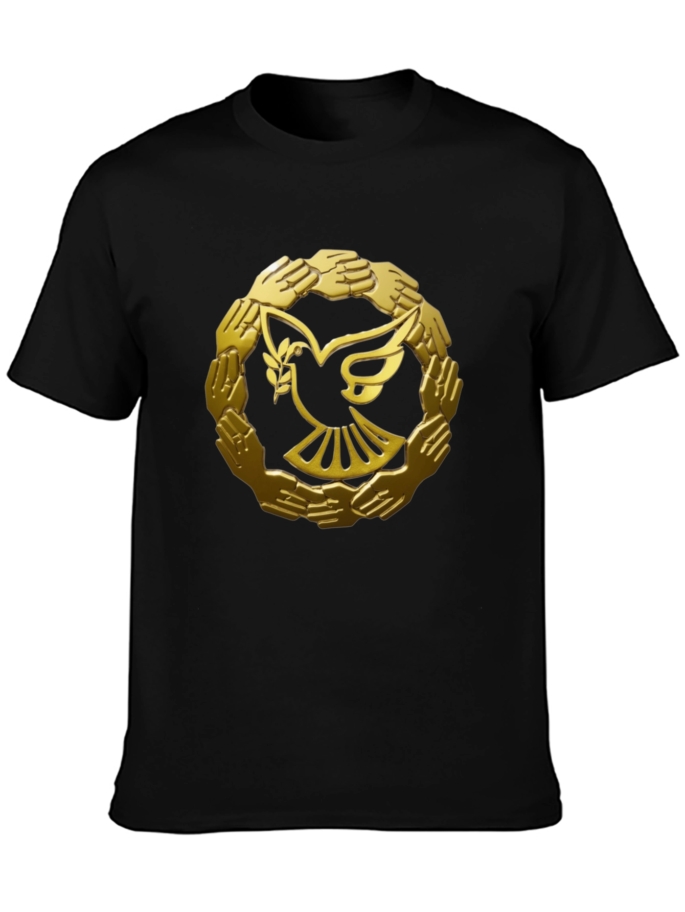 Peace Dove & Hands Graphic Tee - Black Cotton