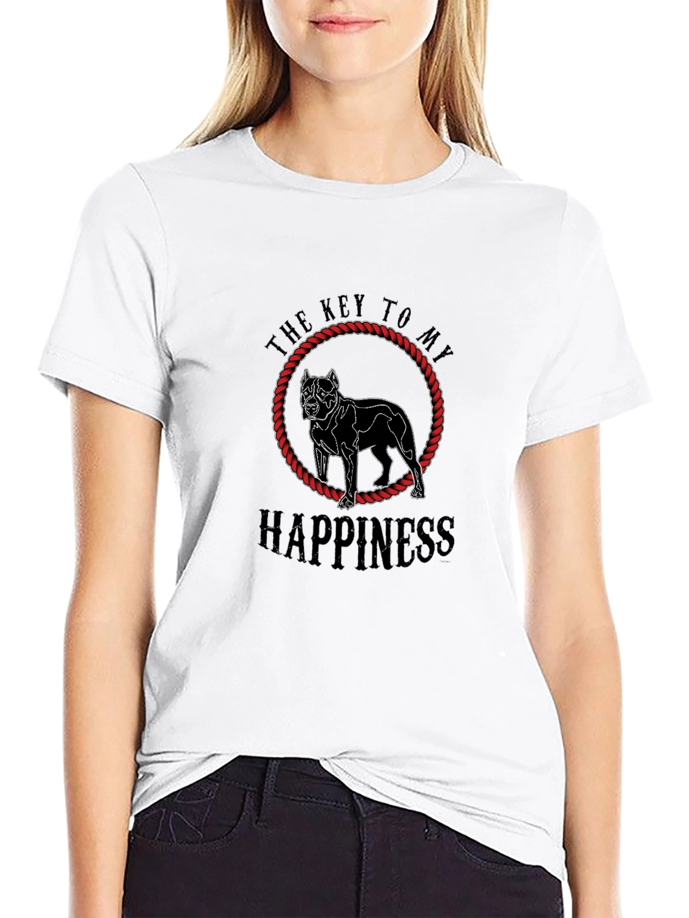 Dog Lovers Happiness Graphic Tee - Black