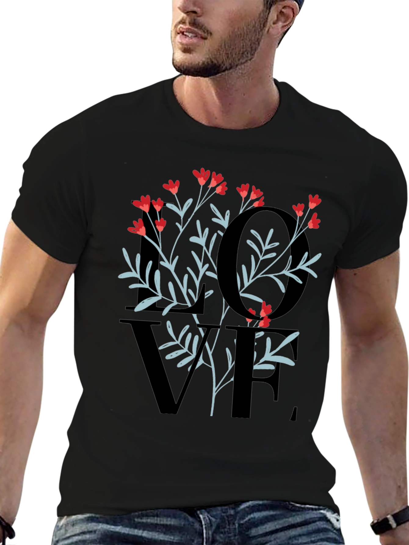 Floral LOVE Graphic Tee - Stylish Unisex Shirt