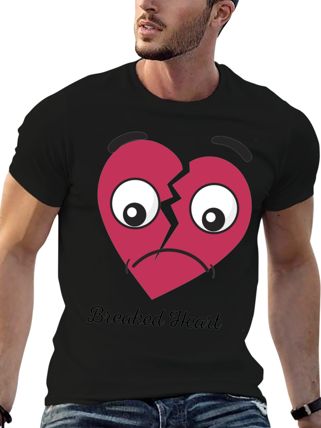 Broken Heart Graphic T-Shirt - Unisex Black Tee