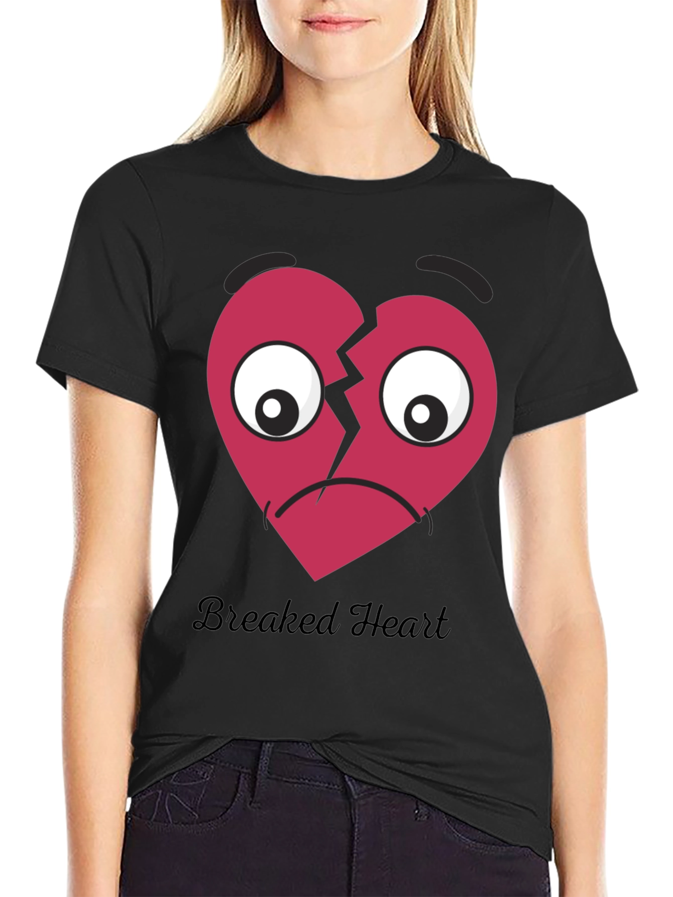 Broken Heart Graphic T-Shirt - Unisex Black Tee