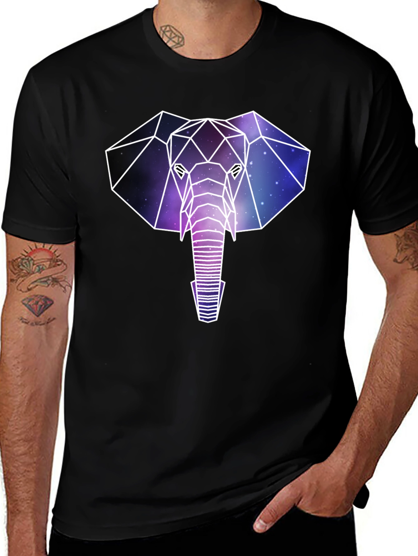 Geometric Galaxy Elephant T-Shirt