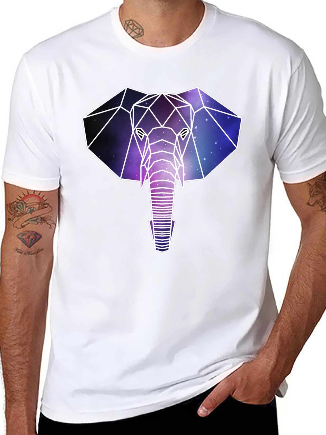 Geometric Galaxy Elephant T-Shirt