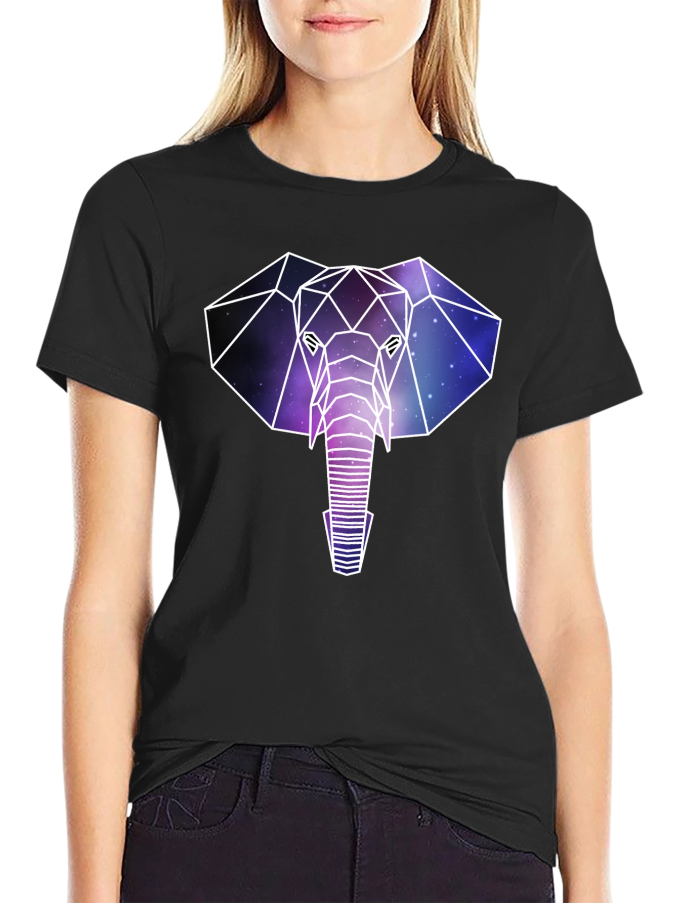 Geometric Galaxy Elephant T-Shirt