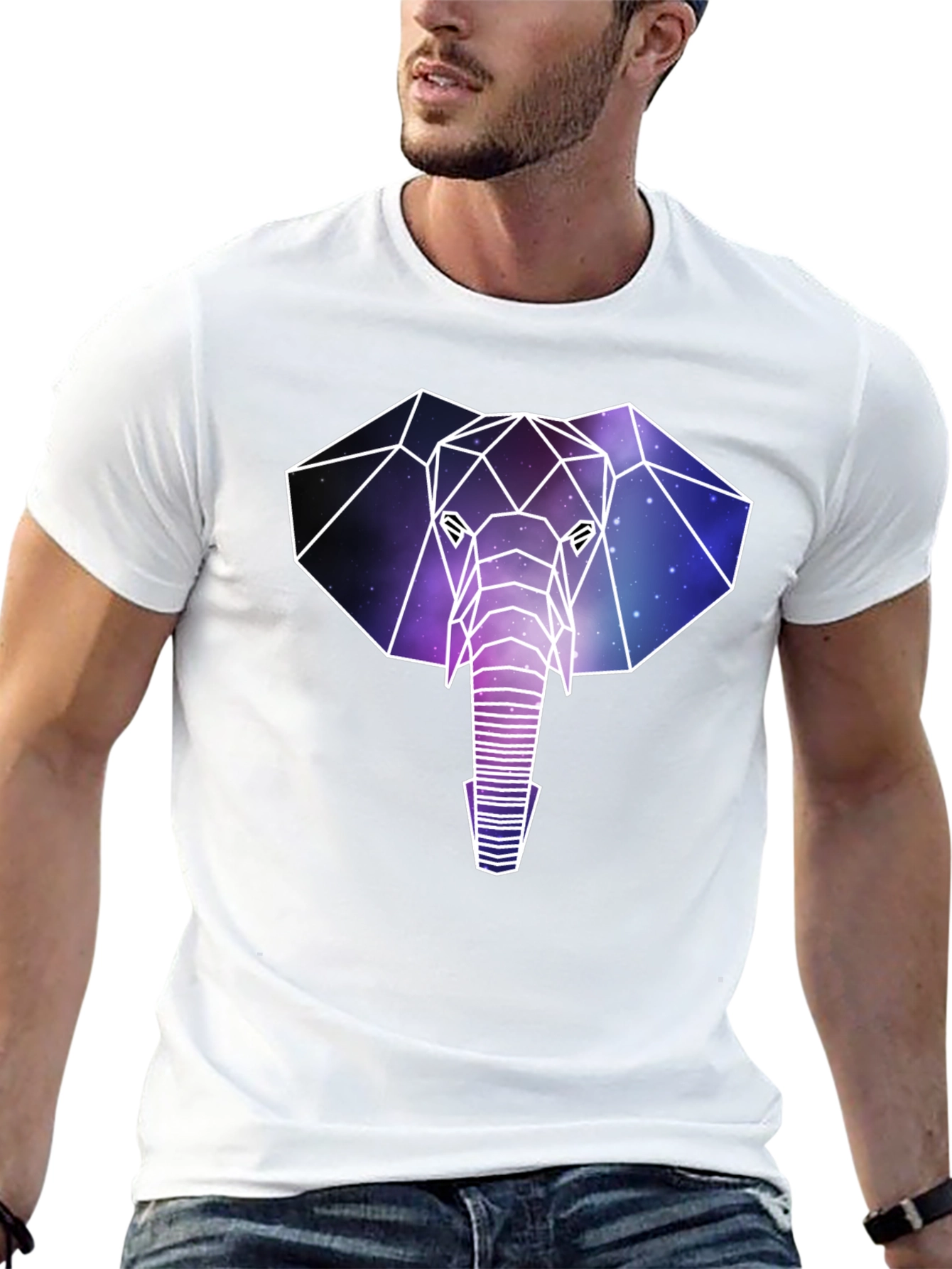 Geometric Galaxy Elephant T-Shirt