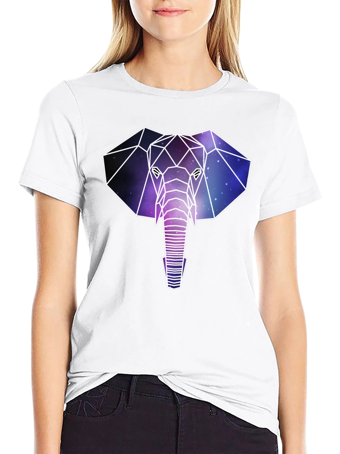 Geometric Galaxy Elephant T-Shirt