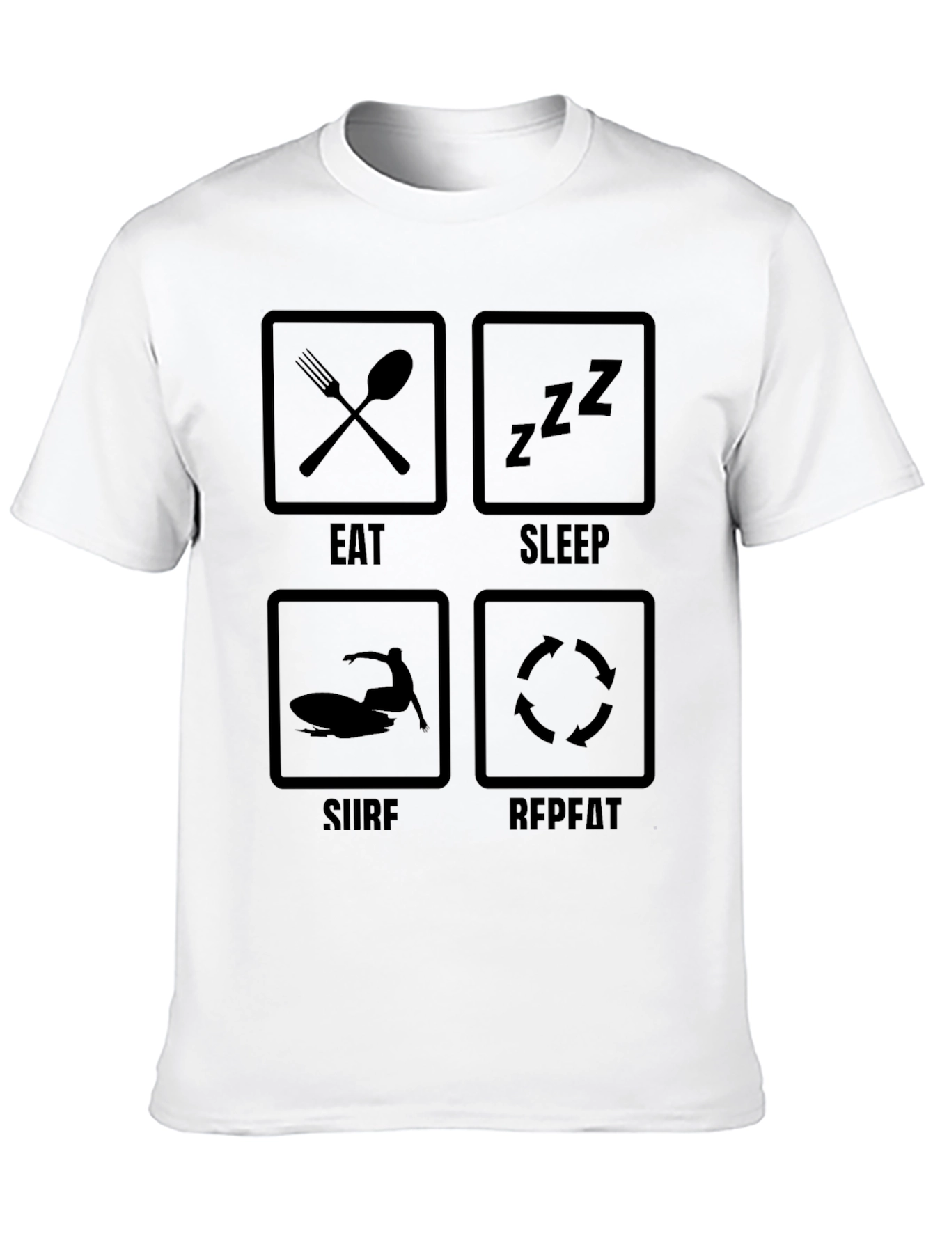 Eat Sleep Surf Repeat Black Graphic Tee