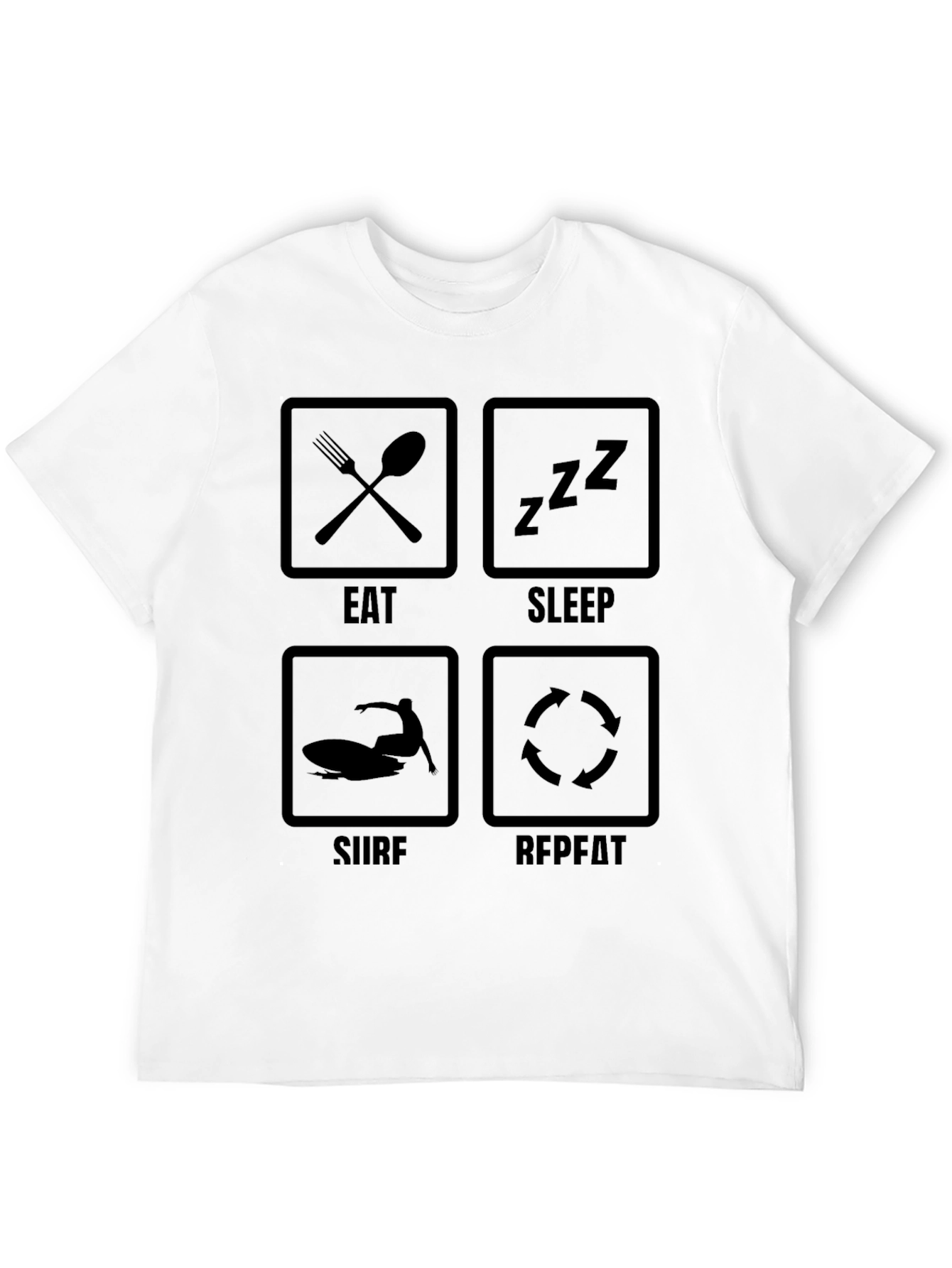 Eat Sleep Surf Repeat Black Graphic Tee