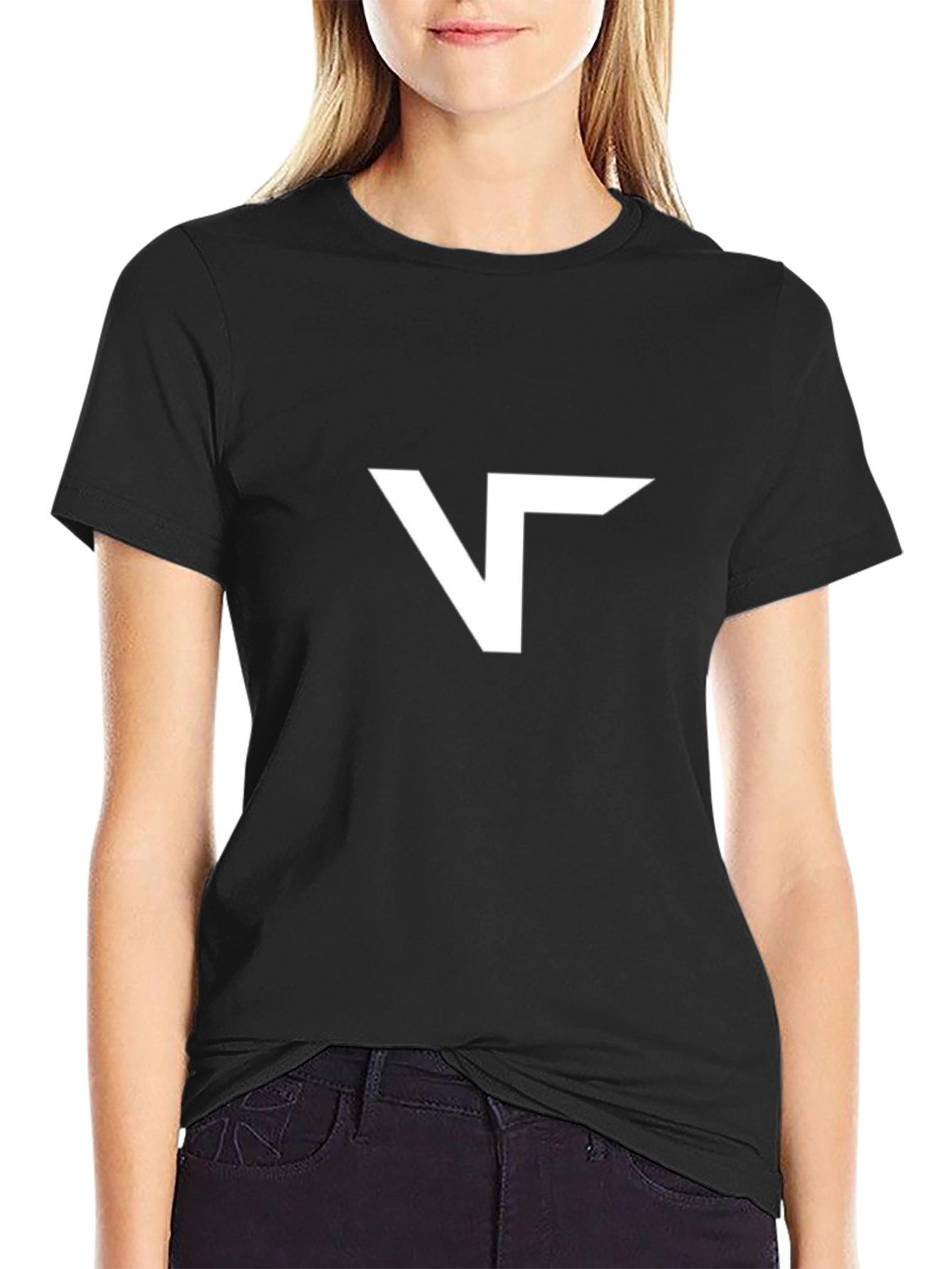 Modern Black T-Shirt with Abstract White Logo