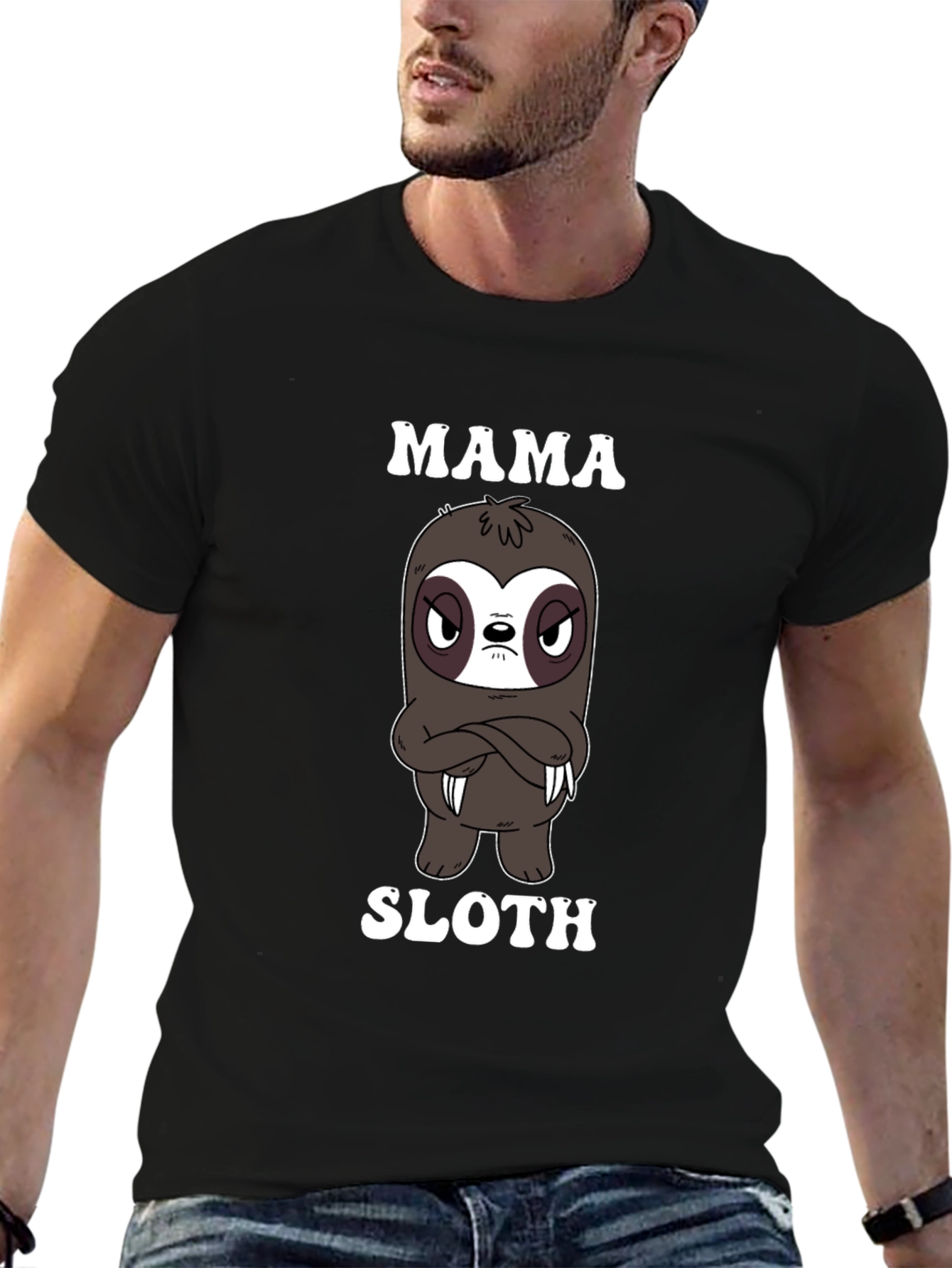Mama Sloth Cartoon Graphic T-Shirt