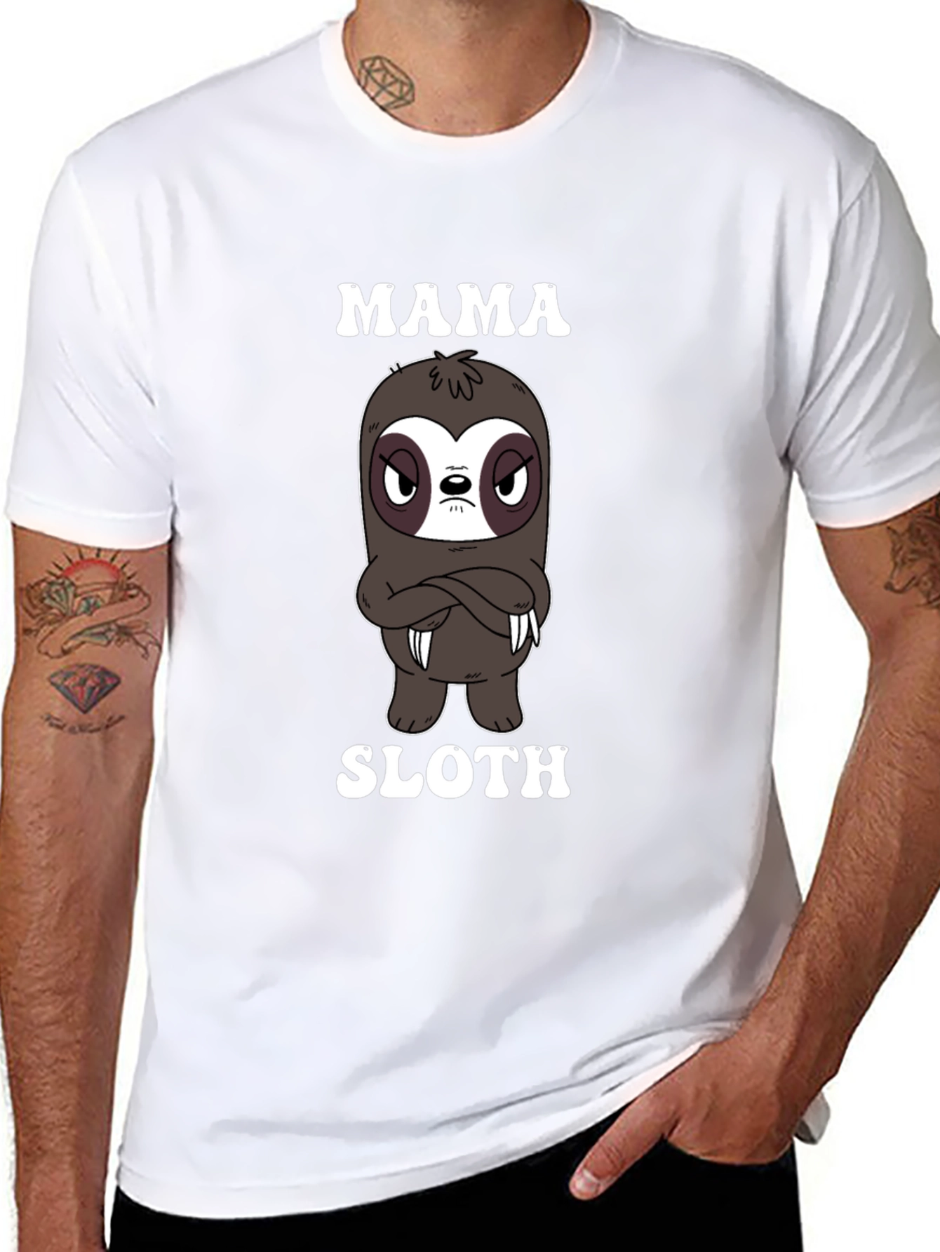 Mama Sloth Cartoon Graphic T-Shirt