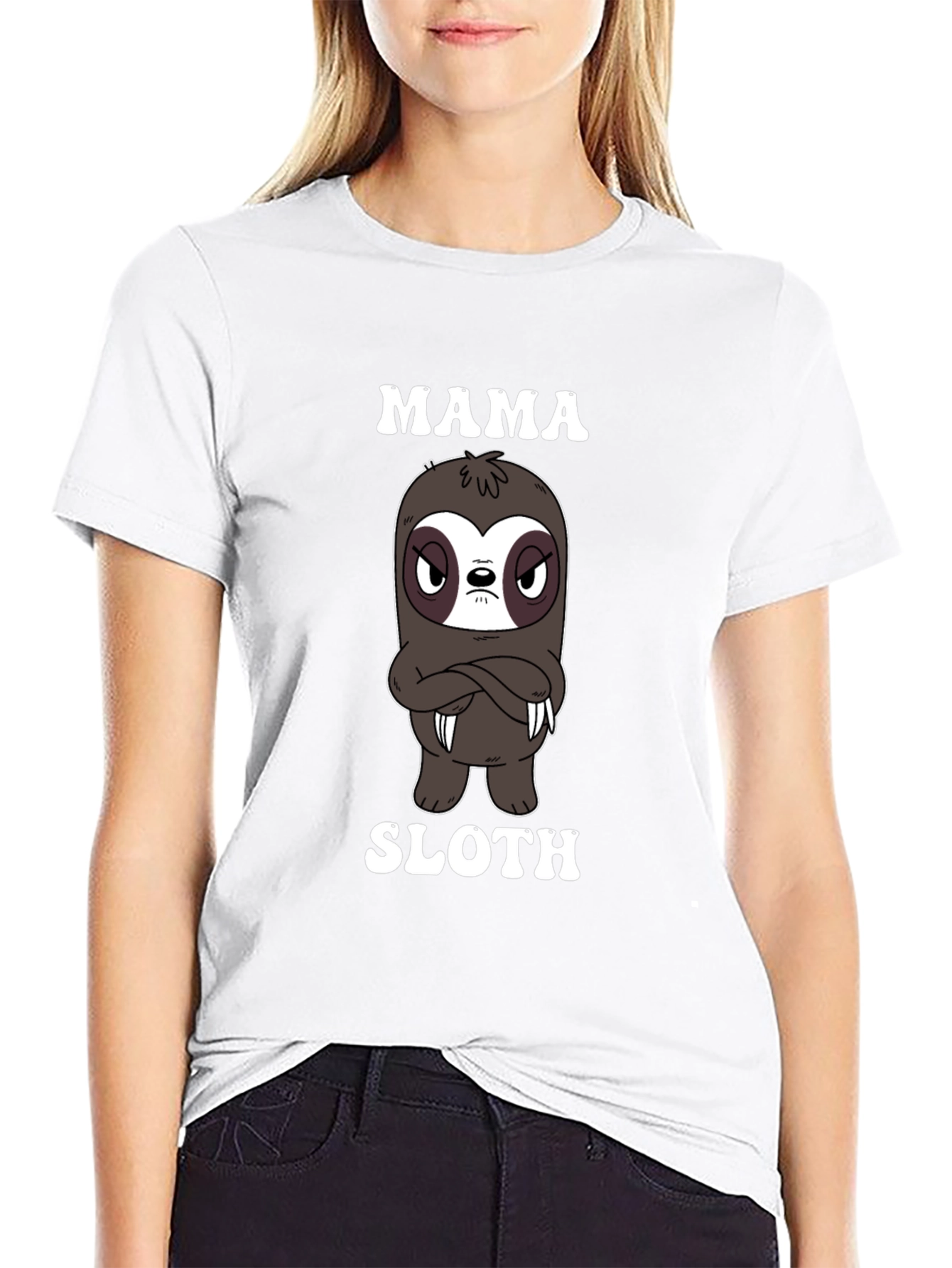 Mama Sloth Cartoon Graphic T-Shirt