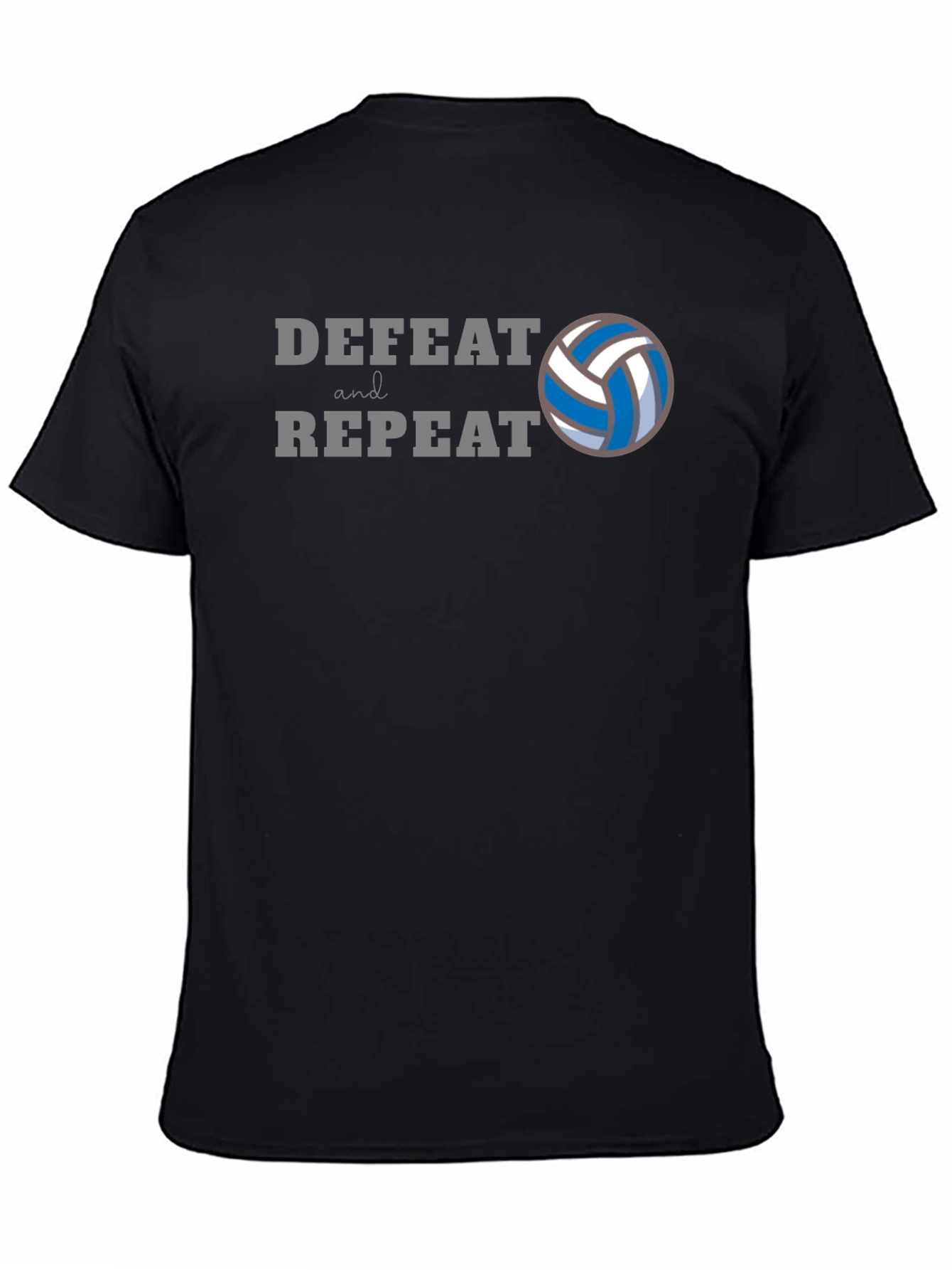 Volleyball Defeat and Repeat Black T-Shirt