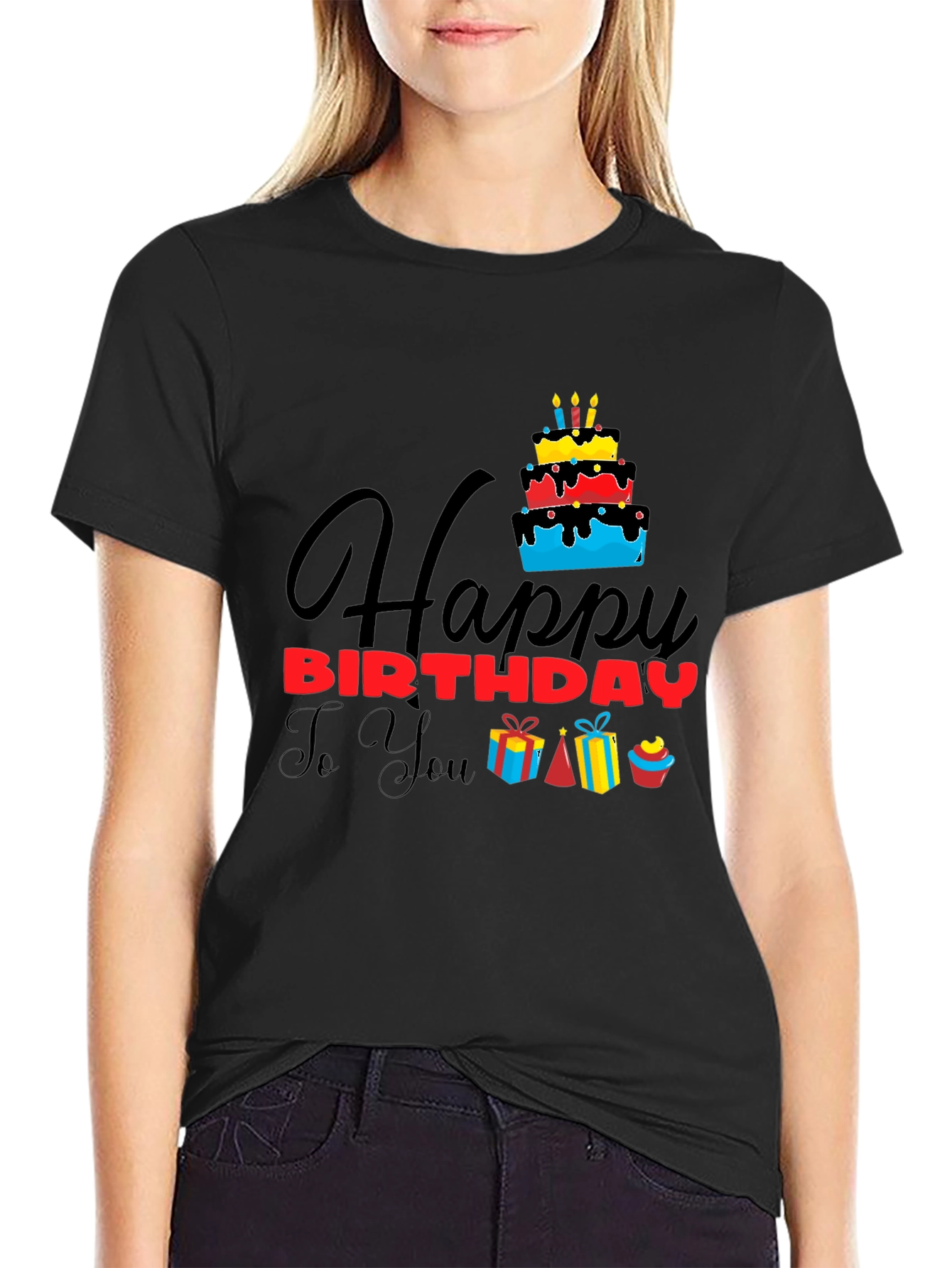 Happy Birthday Graphic Tee | Black Cotton T-Shirt