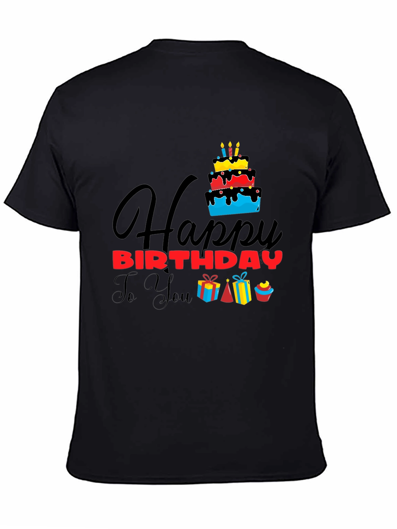 Happy Birthday Graphic Tee | Black Cotton T-Shirt