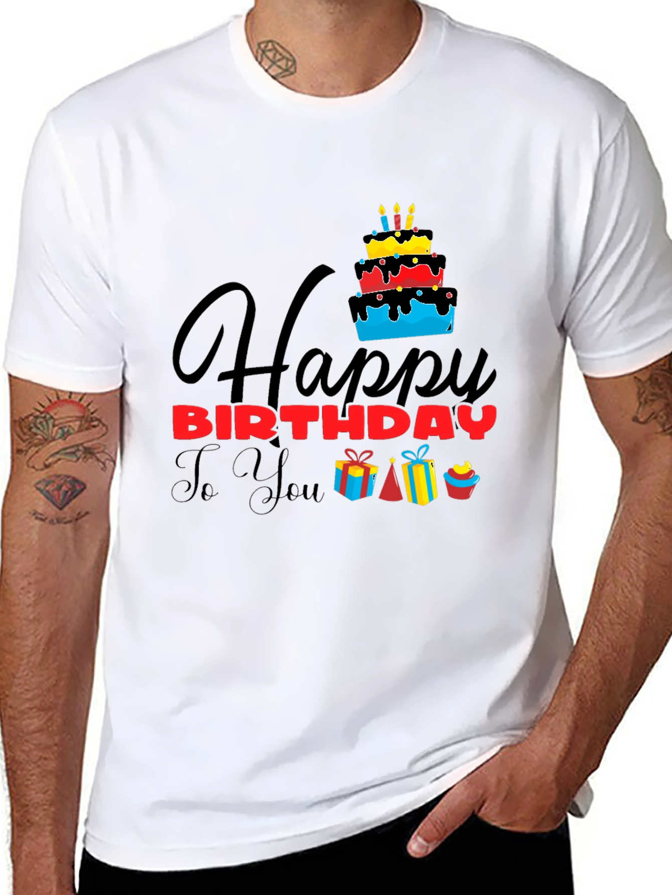 Happy Birthday Graphic Tee | Black Cotton T-Shirt