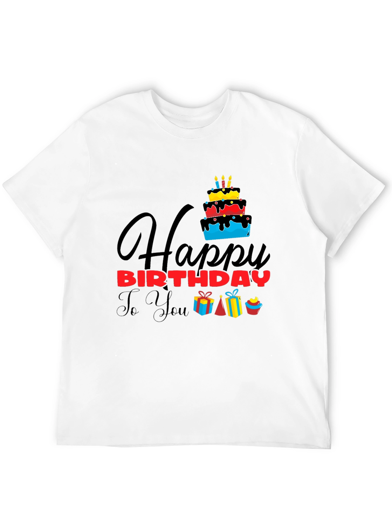 Happy Birthday Graphic Tee | Black Cotton T-Shirt