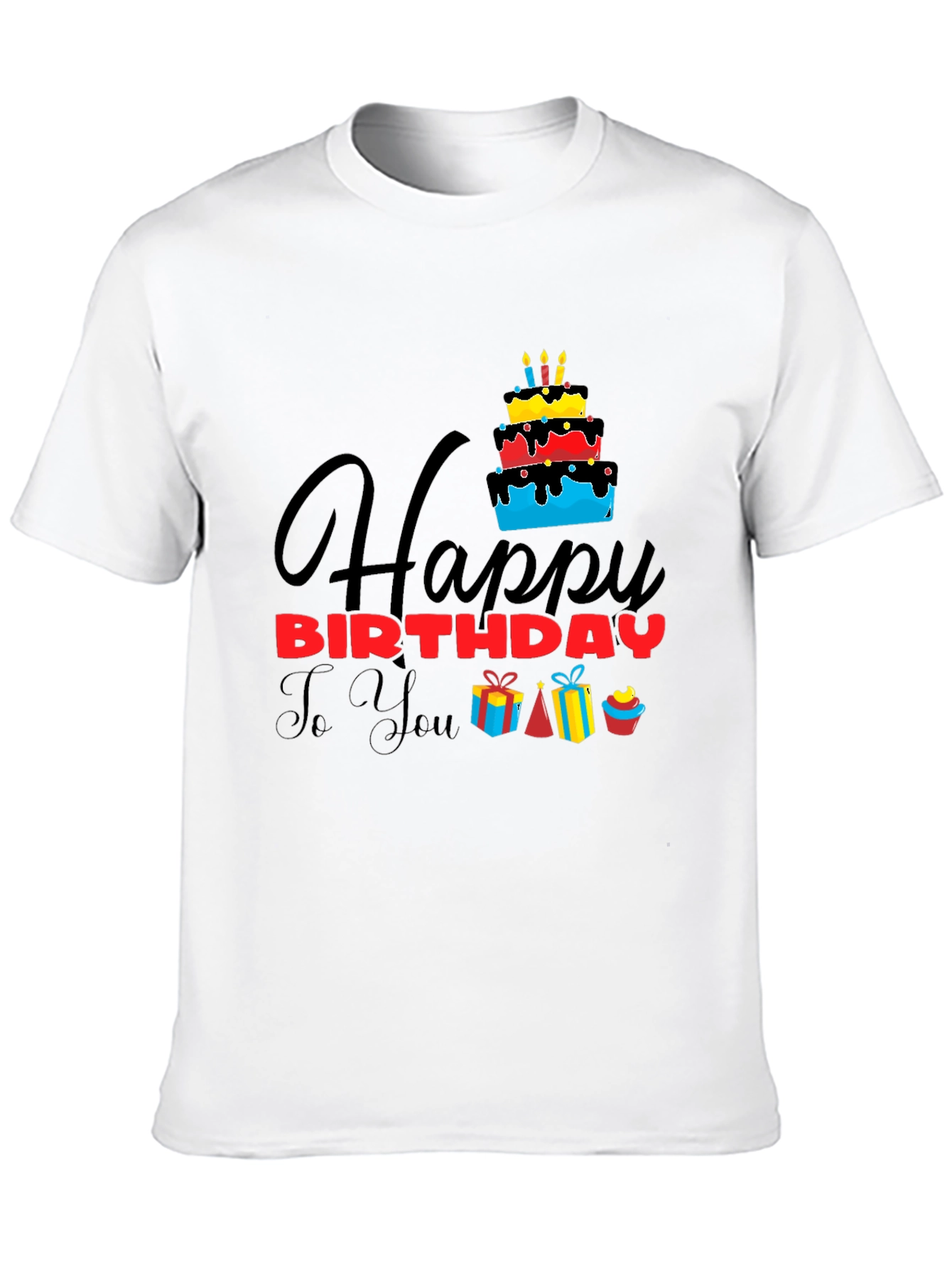 Happy Birthday Graphic Tee | Black Cotton T-Shirt