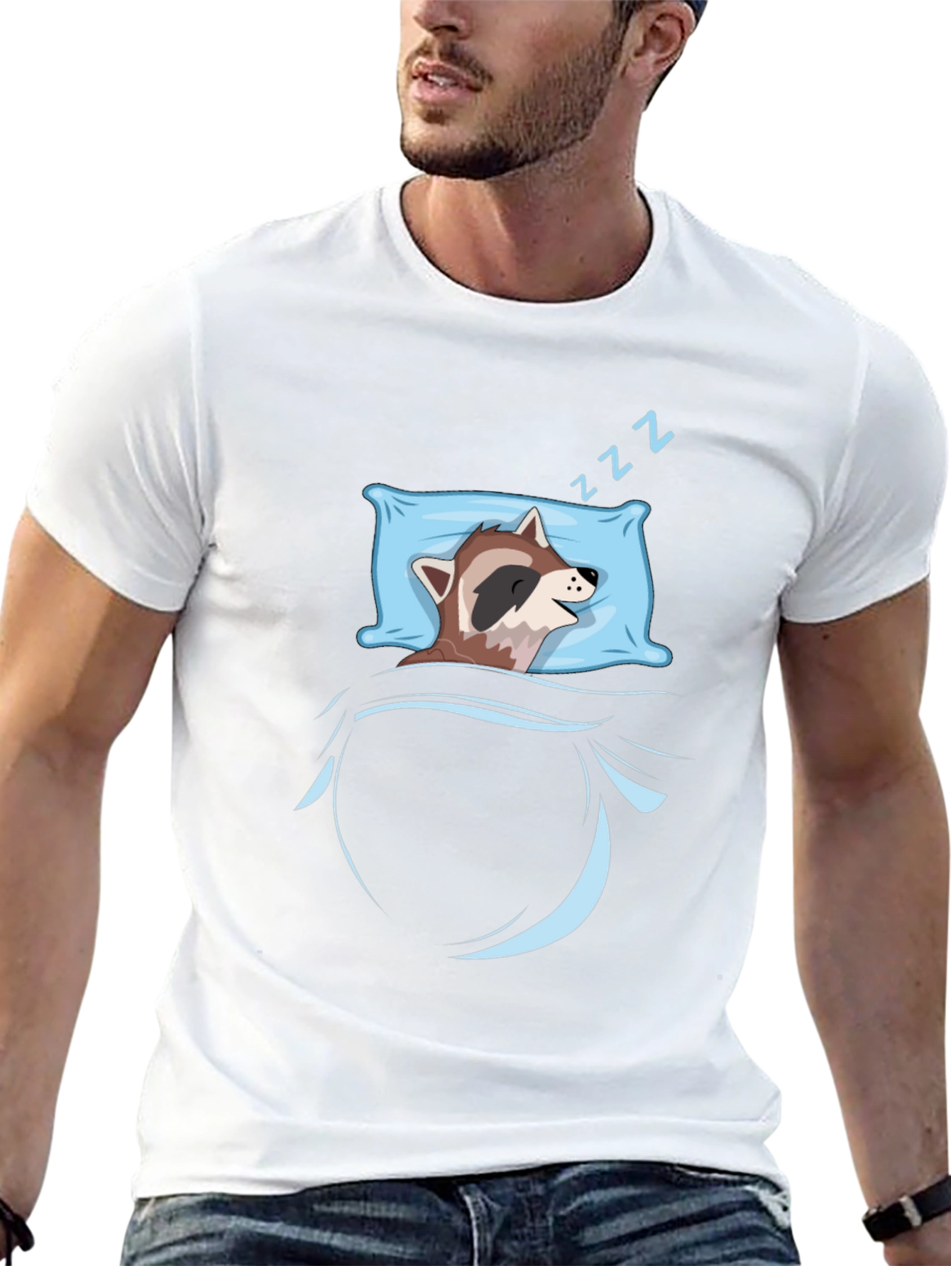 Sleeping Raccoon Graphic Tee - Black