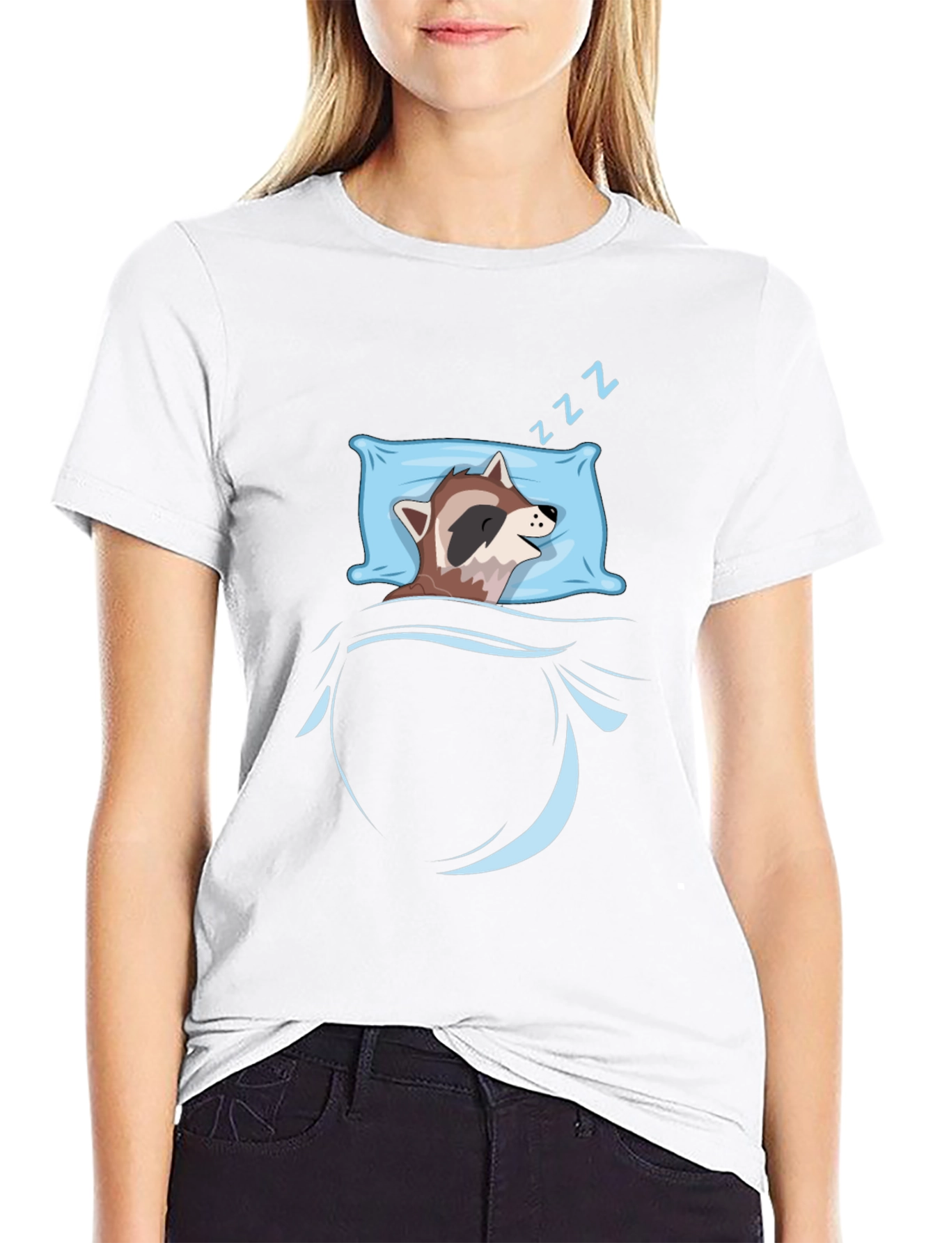 Sleeping Raccoon Graphic Tee - Black