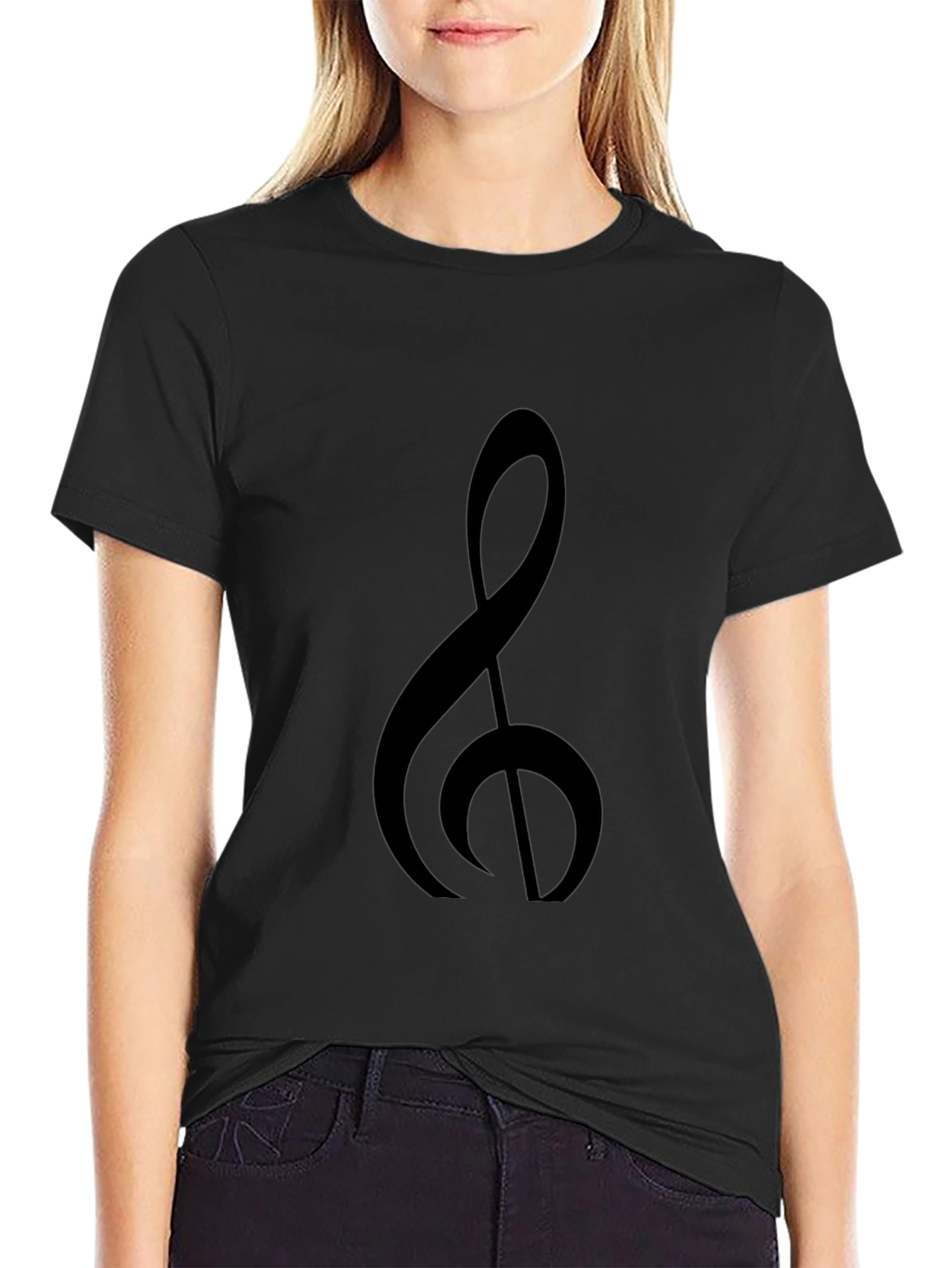 Musical Treble Clef Graphic Tee - Classic Black